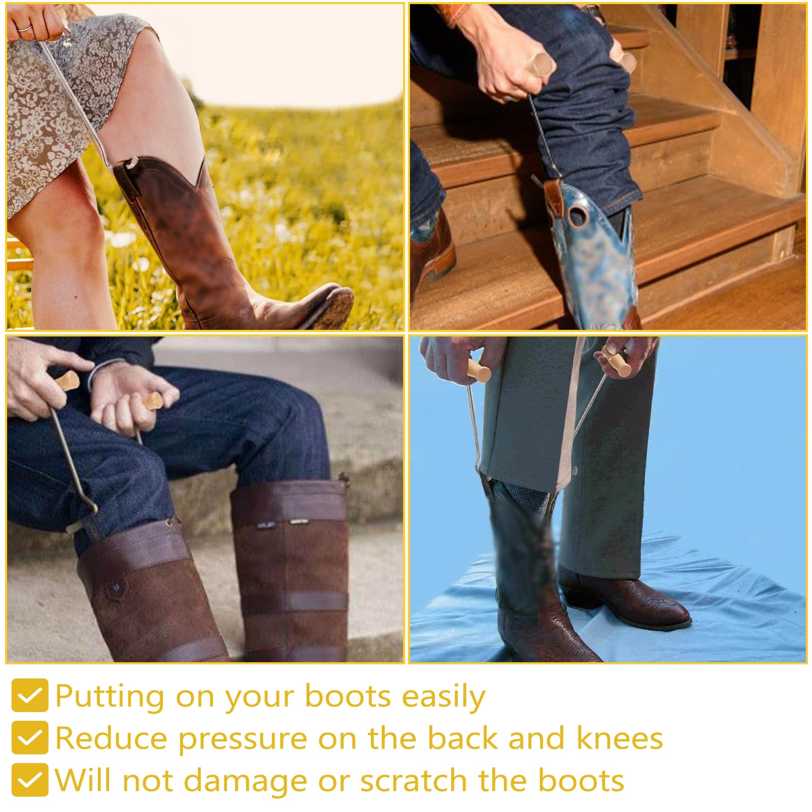 Boot Jack e 2 ganci per stivali Boot Buddy Welly Boot Remover con superficie in gomma antiscivolo per unisex donne uomini cowboy trampolieri per tutti i tipi di stivali e scarpe Dubbin per