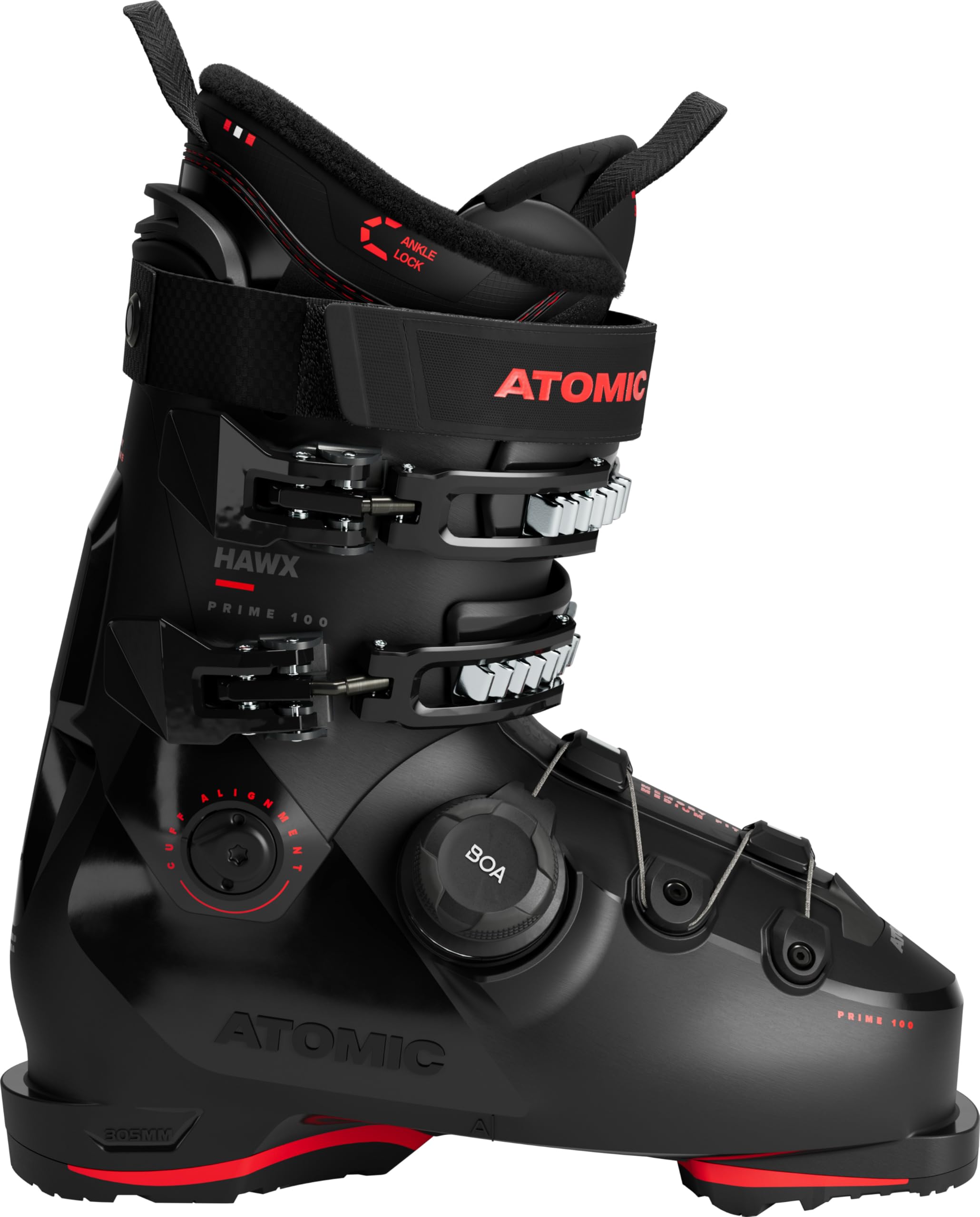 ATOMIC Unisex - Adult Hawx Prime 100 BOA Alpine Boots, Black/Red, 46.5/47