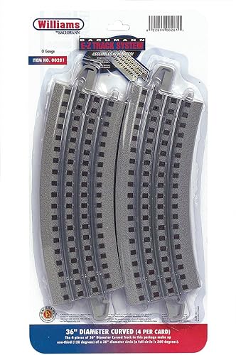 Williams by Bachmann O Gauge E-Z Track 36 pulgadas de diámetro curvado (paquete de 4) - Escala O