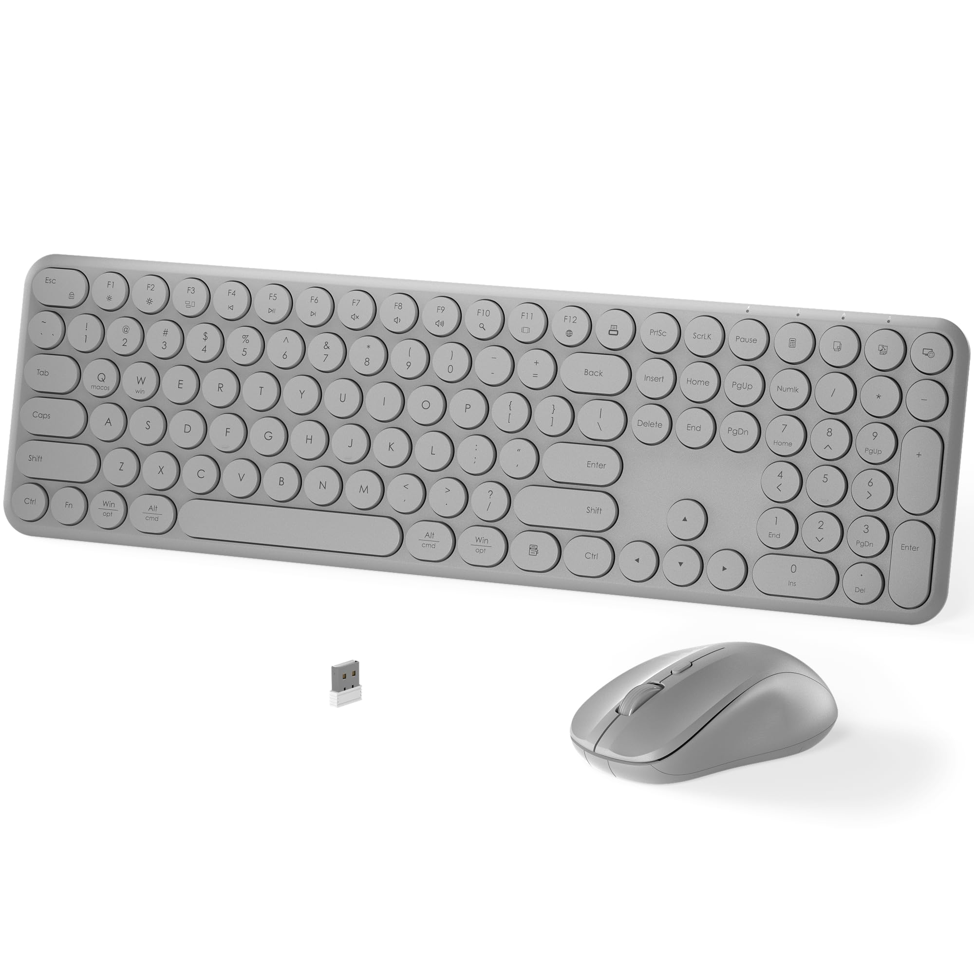 Wireless Keyboard and Mouse Set – MPTOG Full-Sized 110Pcs Slim Round Key Design, Quiet Typing, Adjustable DPI Ergonomic Mouse, Wireless Combo for PC,
