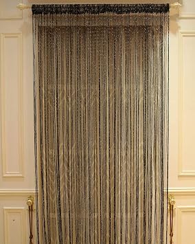 ZiDeTang Dense Glitter Flat String Door Curtain Divider Tassel Panel Color Black