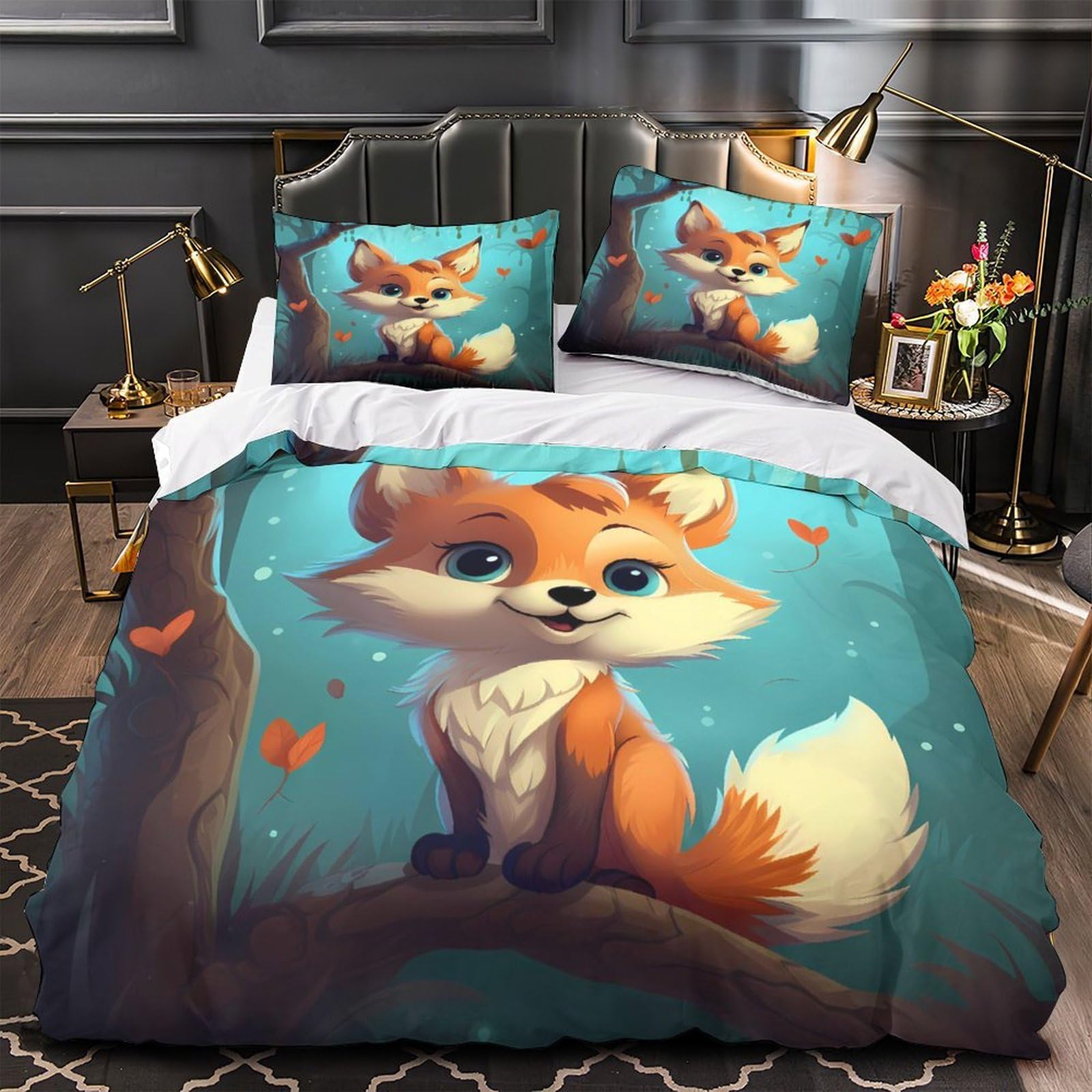 Parure de lit entretien facile pour lit enfant king size motif renard