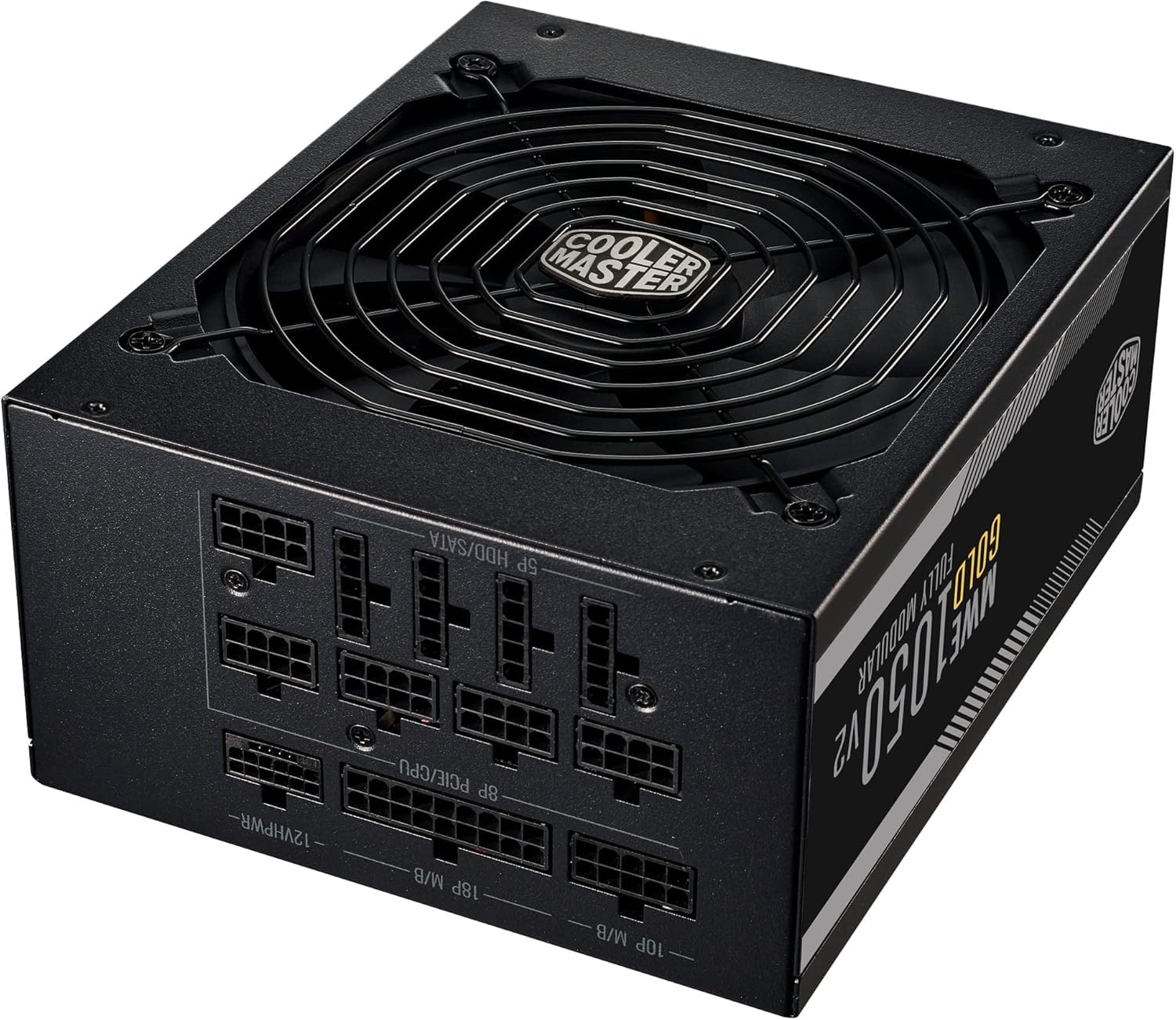 Cooler Master MWE Gold 1050 V2 ATX 3.0 Fully Modular PSU (UK Plug) - ATX 3.0 Support, 80 PLUS Gold 1050W Power Supply, Flat Black Cabling, 140mm FDB Fan, High-Temperature Threshold, 10 Year Warranty