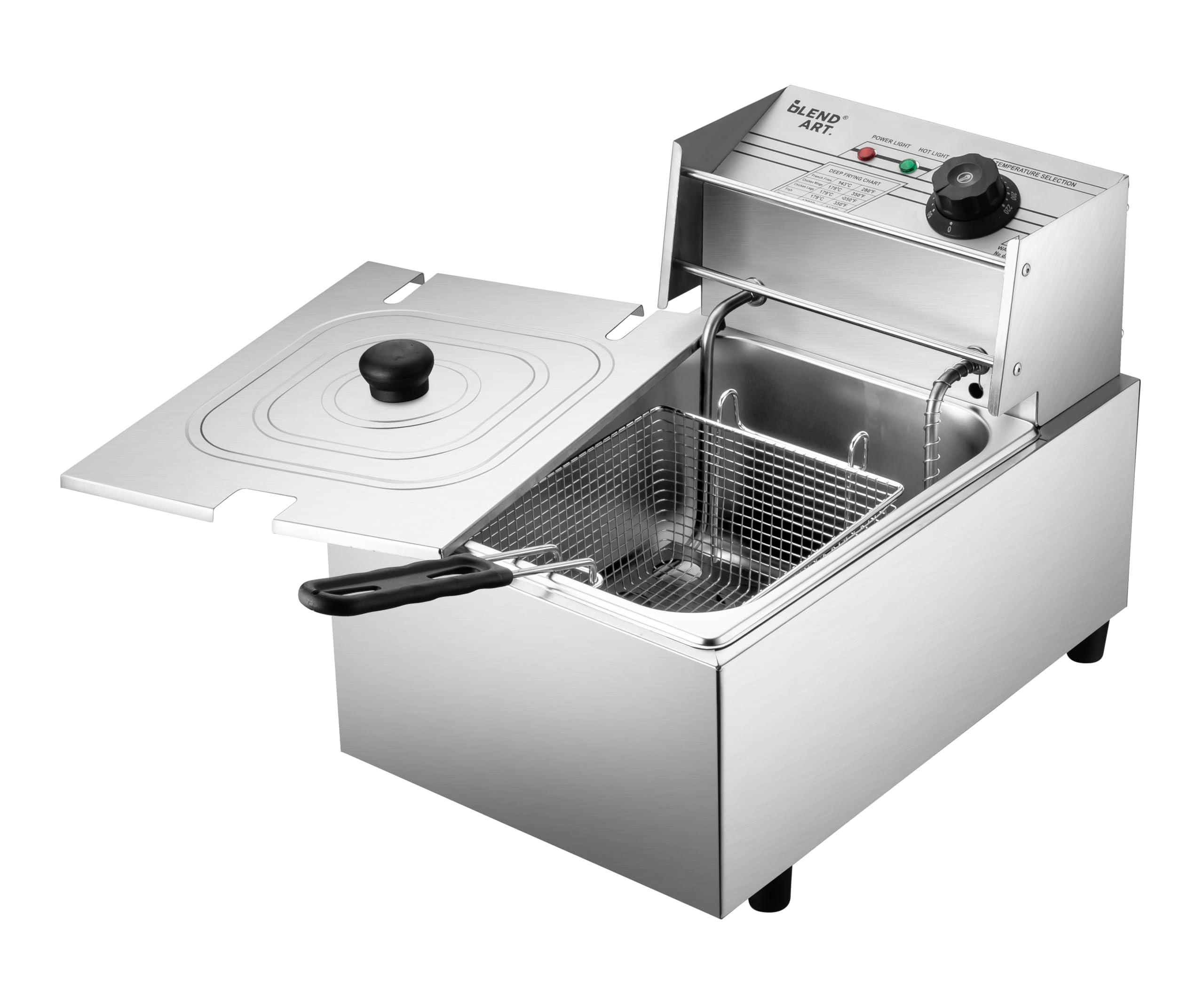 BLEND ART Electric Deep Fat Fryer 6 Litre Stainless Steel Body 2500W with Variable Temperature Control, Sliver, For Commercial and House Hold Purpose (Made In India) (SLiver)