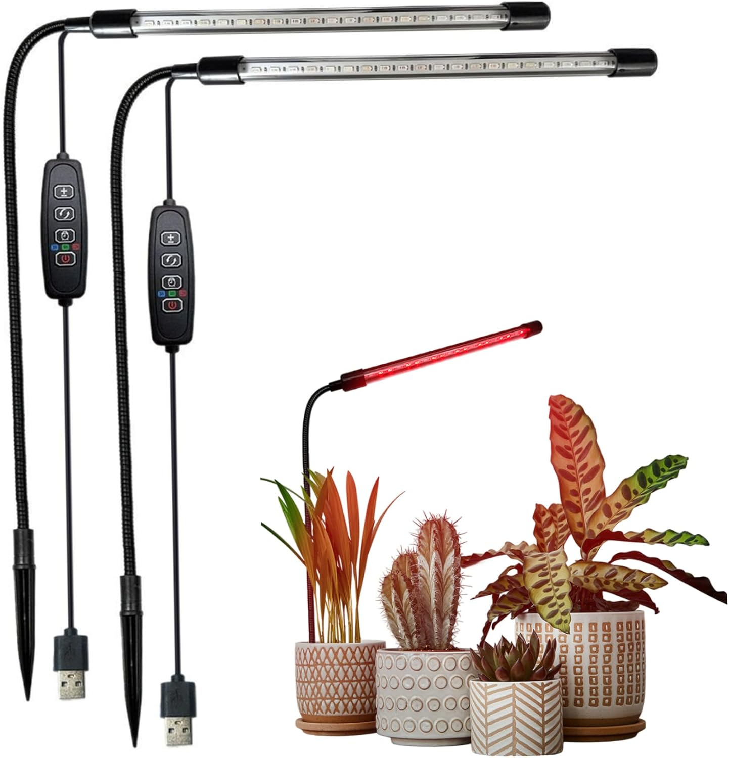 2 Pack Full Spectrum LED Plant Grow Lights Indoor for Seedlings with Adjustable Brightness & Colour Temperature for Indoor Plants