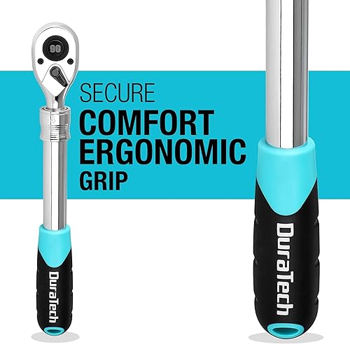 Miniatura 6 de DURATECH Trinquete extensible de 12 pulgada, llave de trinquete de liberación rápida de 90 dientes con mango de cojín y eje de bloqueo telsecopio (5