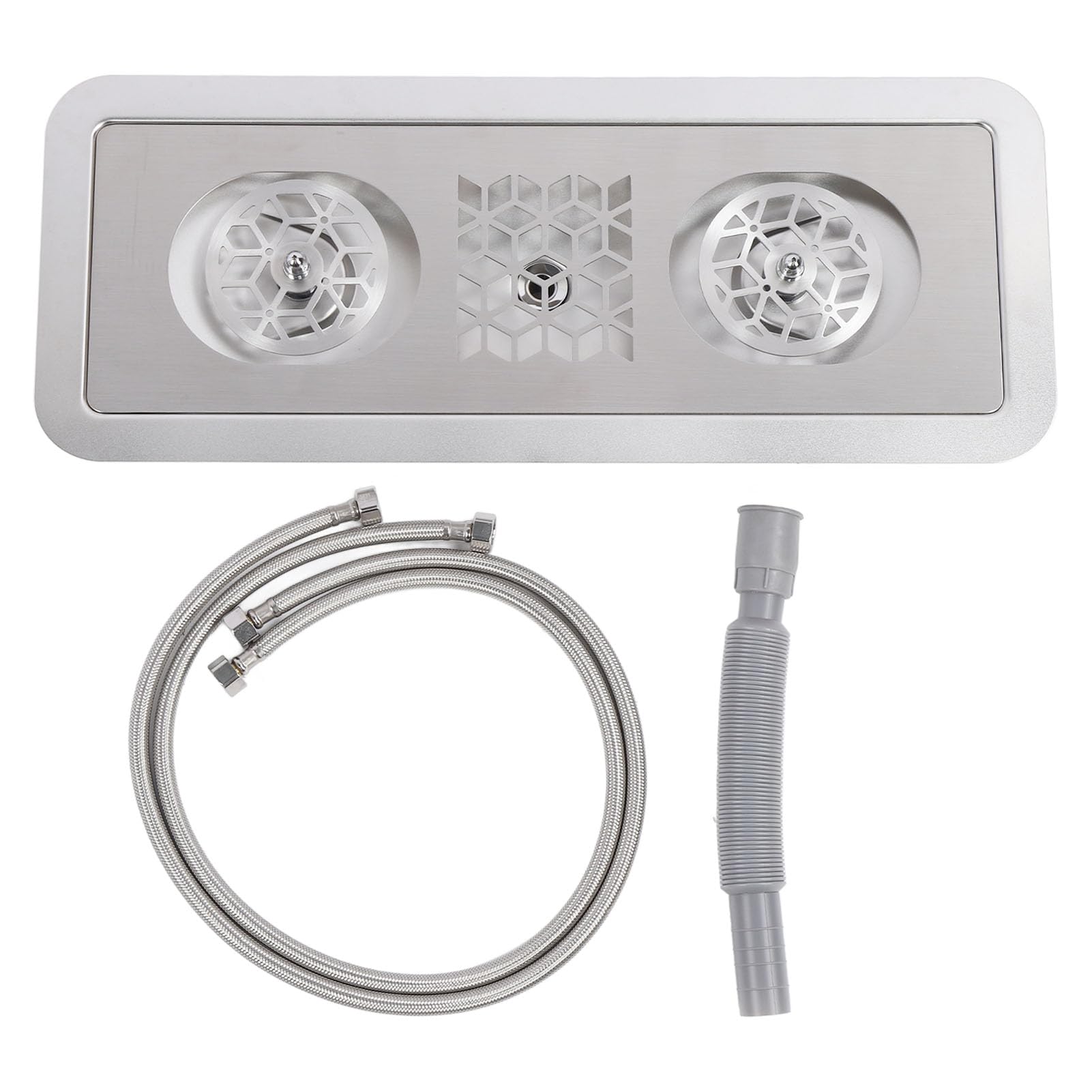 Fabater Pitcher Rinser, Stainless Steel Glass Rinser with Side Sprays, Drain and Drip Tray, Embedded Multi Angle High Pressure Glass Cup Washer for Home Kitchen Coffee Shop, Space Saving