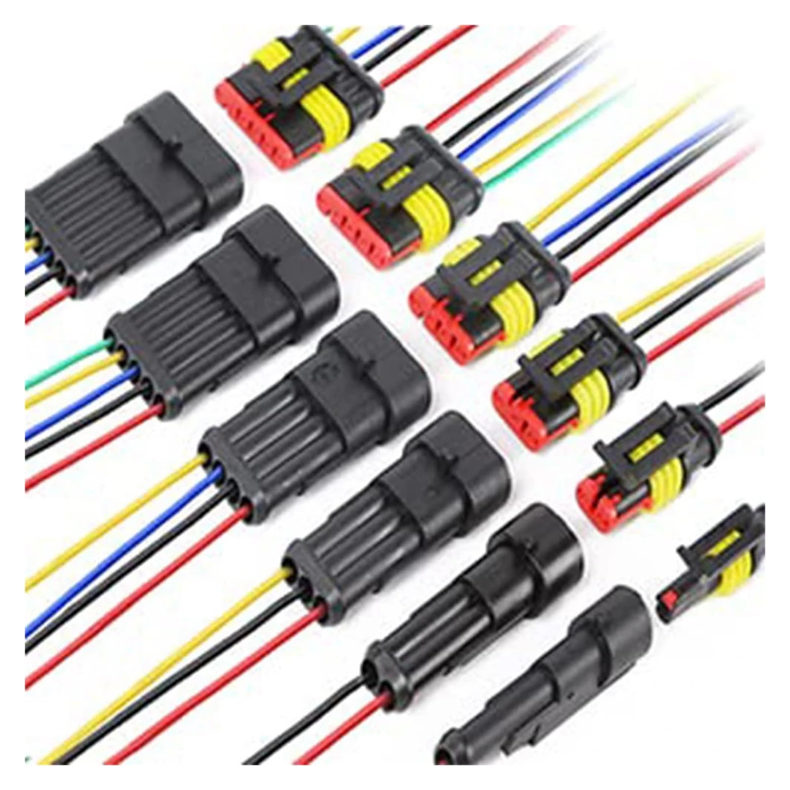 711 Uds 43 Kit Terminal de Conector eléctrico automóvil Impermeable 1/2/3/4/5/6 Cable Pin Macho y Hembra(712pcs)