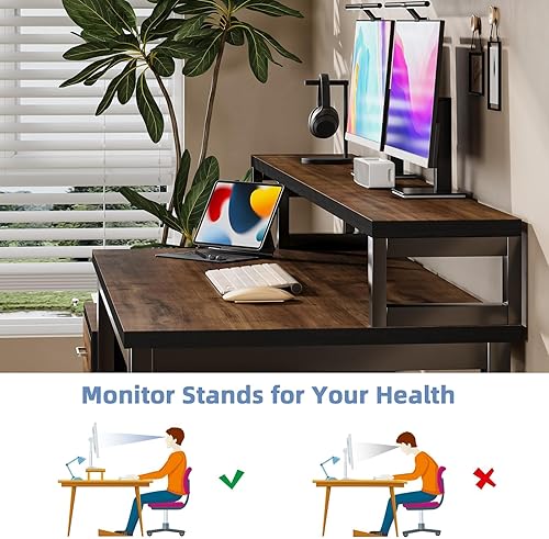 Miniatura 6 de Escritorio para computadora de 67 pulgadas con cajón y luces LED, escritorio de oficina en casa con estantes de almacenamiento, estación de trabajo