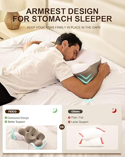 Miniatura 6 de Almohada cervical para el cuello para aliviar el dolor, almohada ergonómica de espuma viscoelástica de contorno para soporte de cuello, almohada