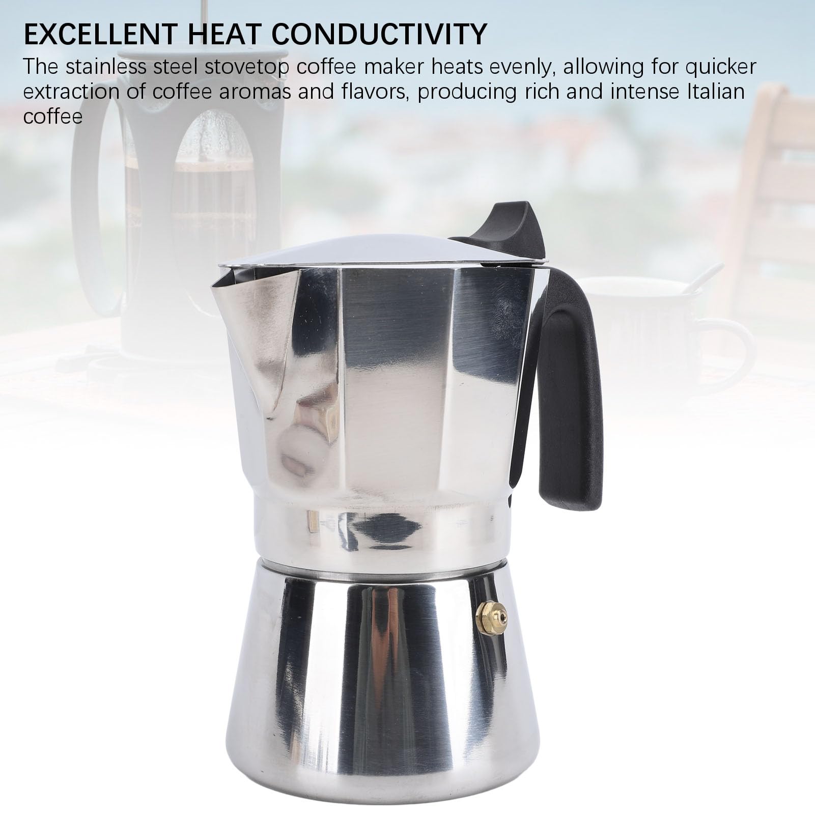 induzione, Classica caffettiera, maraino da Cucina in Acciaio Inossidabile Ottagonale distribuzione a Calore Coffee produttrice di caffè in Argento (300 ml)