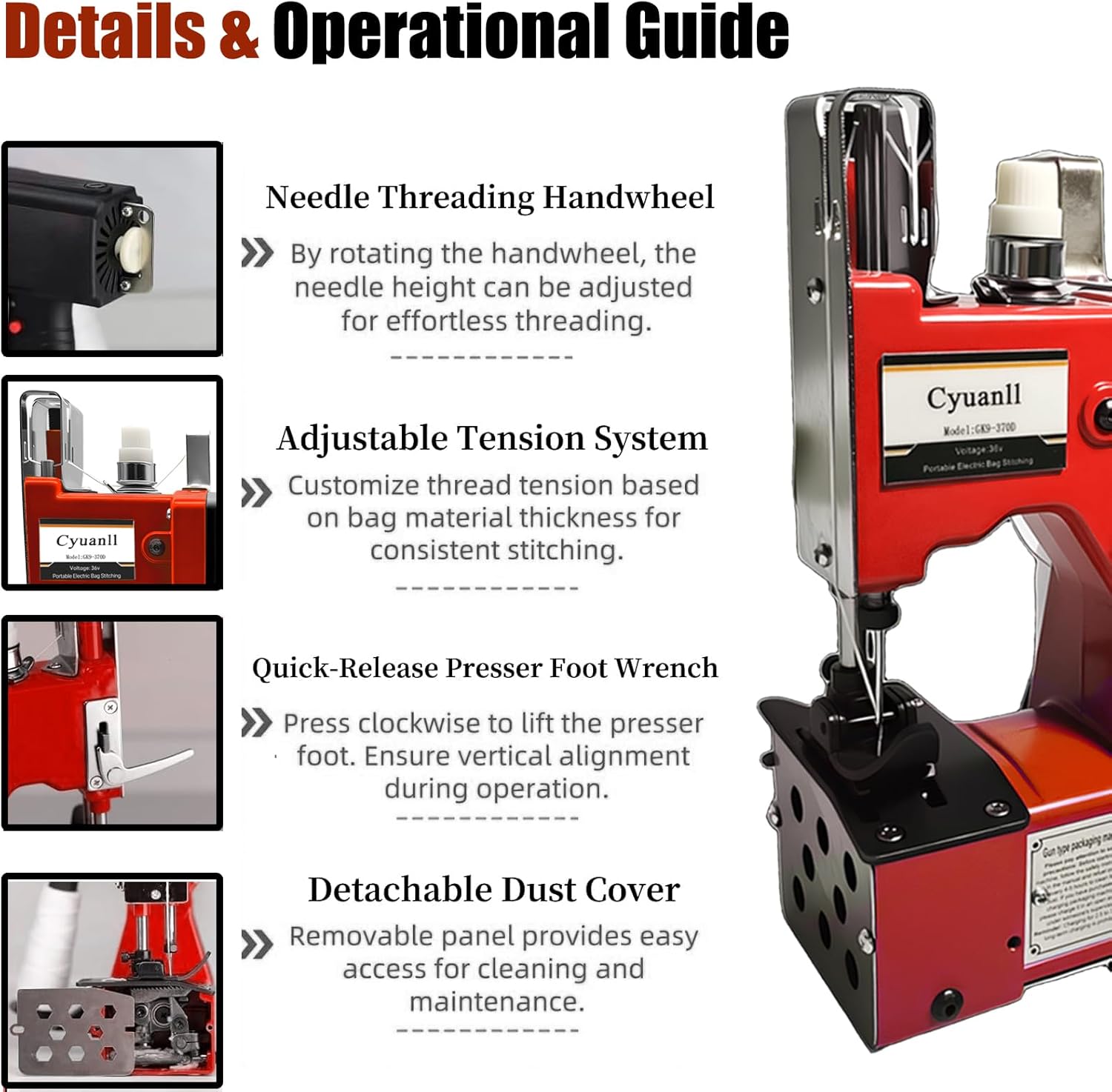 Bag Sewing Machine-Portable Battery Handheld Cordless Bag Sewing Machine,Automatic Bag Stitcher With Thread for Burlap Sack, Canvas,Feed Sacks,Rice Bags,Jute Bags,Seed Bags(Machine+1 battery)-Red