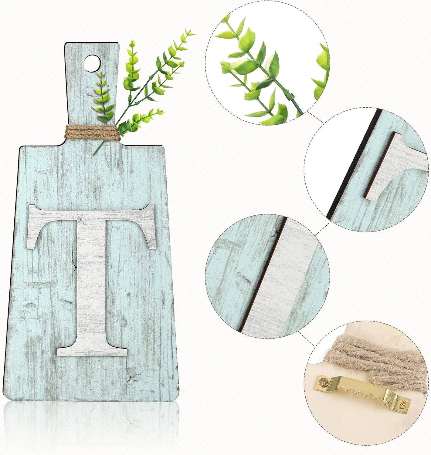 Jetec Cutting Board Eat Sign Set Hanging Art Kitchen Eat Sign Farmhouse Fork and Spoon Wall Decor Rustic Primitive Country Kitchen Decor for Home over Cabinet Decoration(Gray, White, Blue)