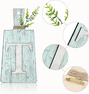 Jetec Cutting Board Eat Sign Set Hanging Art Kitchen Fork and Spoon Wall Decor Rustic Primitive Country Farmhouse for Home Decoration ()