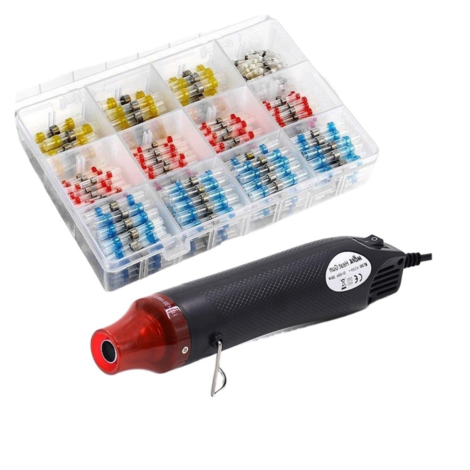 250 Uds. Kit de terminales de empalme de Cable sellado de soldadura a tope termorretráctil a prueba de agua con pistola de calor(250PCS)