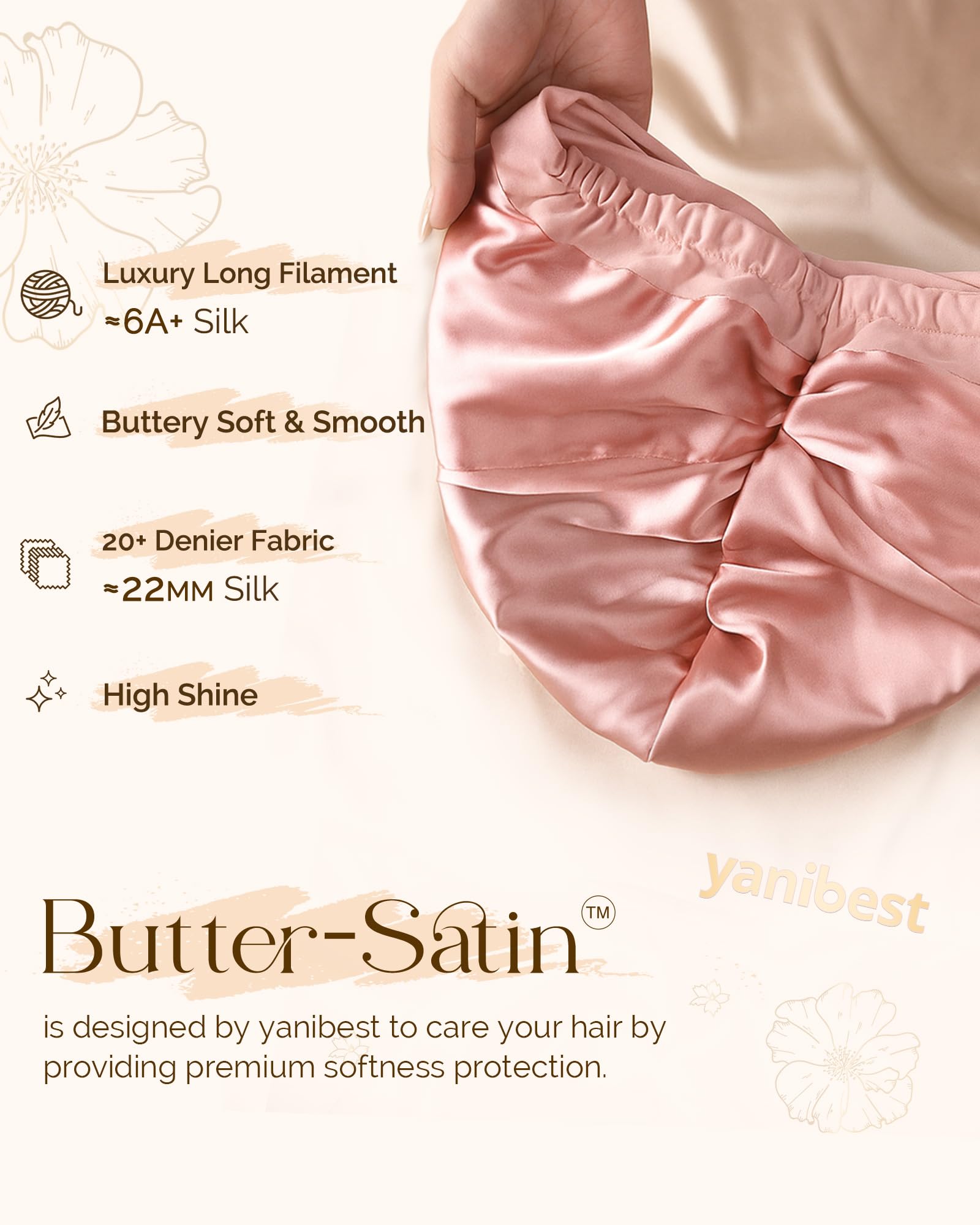 YANIBEST Satin Lined Hair Bonnet for Sleeping Silk Turban, Hair Wrap Chemo Headwear for Women Natural Curly Hair - Image 2