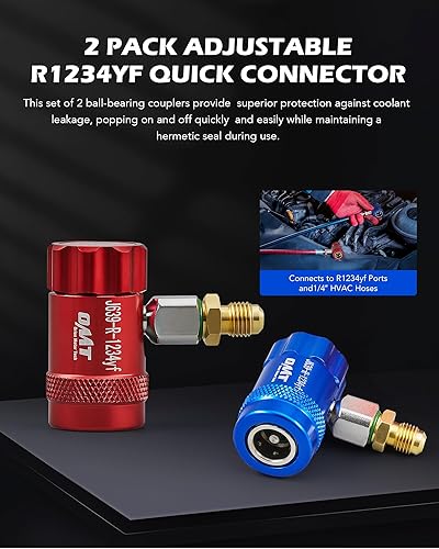 Miniatura 2 de Orion Motor Tech R1234yf Acoplador rápido, adaptadores R1234yf de conexión rápida y conectores de accesorios de manguera de CA, acopladores HP LP