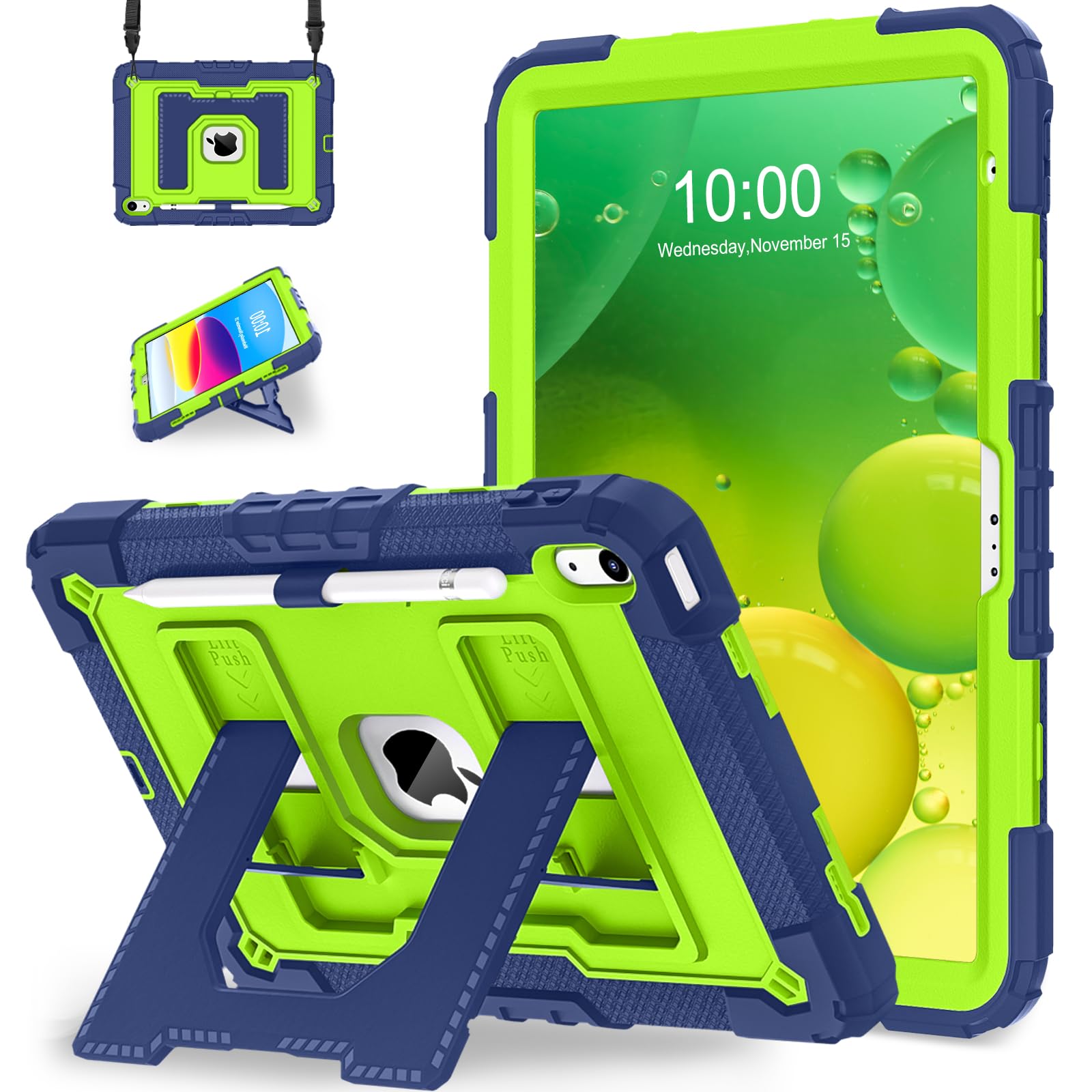 WESOROL Case for iPad A16 11th Generation 11 Inch iPad 10th Generation Case | Military Grade Shockproof iPad A16 Case with Pencil Holder Shoulder