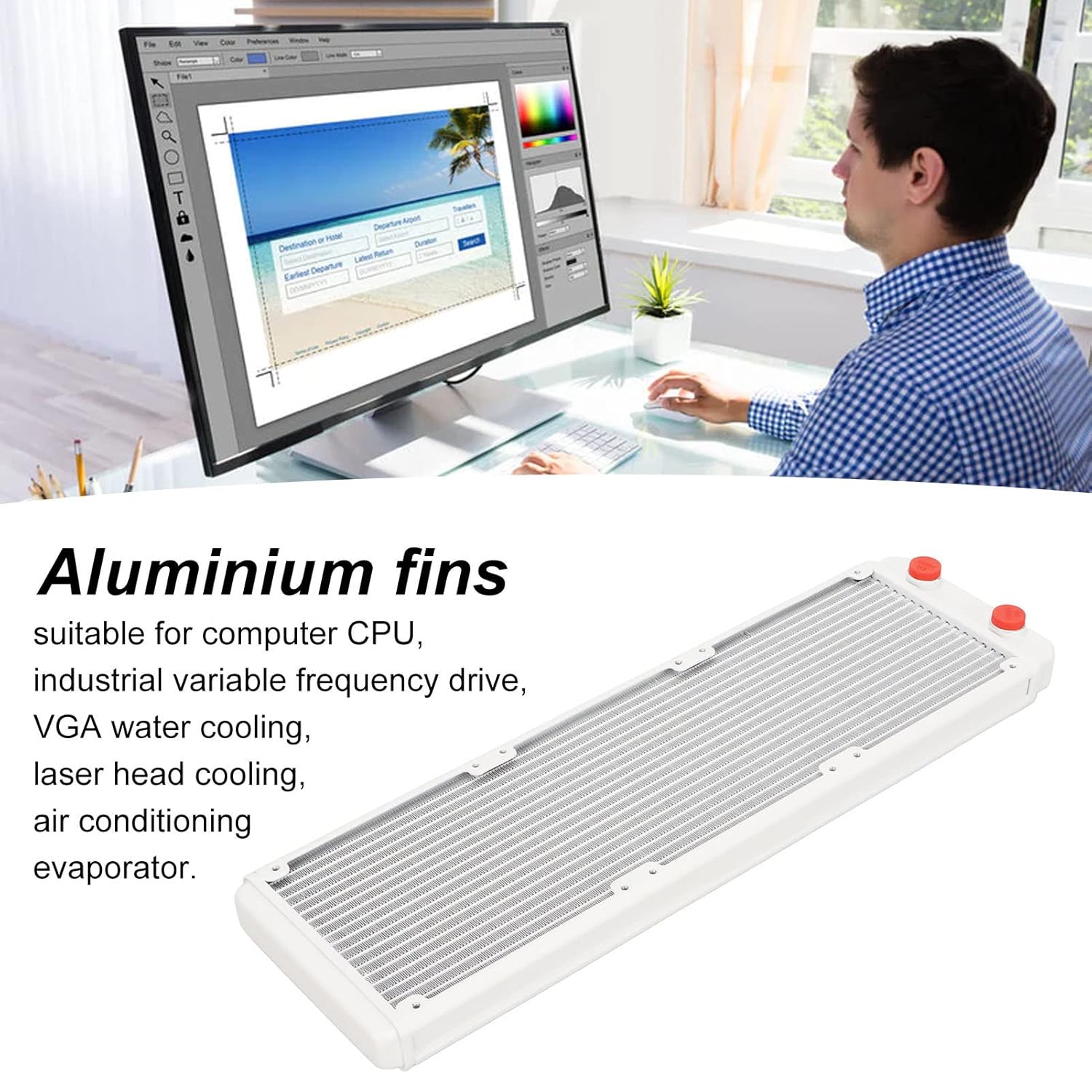 Water Cooling Radiator G1/4 Thread, 360mm Aluminium Alloy Computer 18 Pipes Water Cooling Cooler for Computer CPU Heat Sink