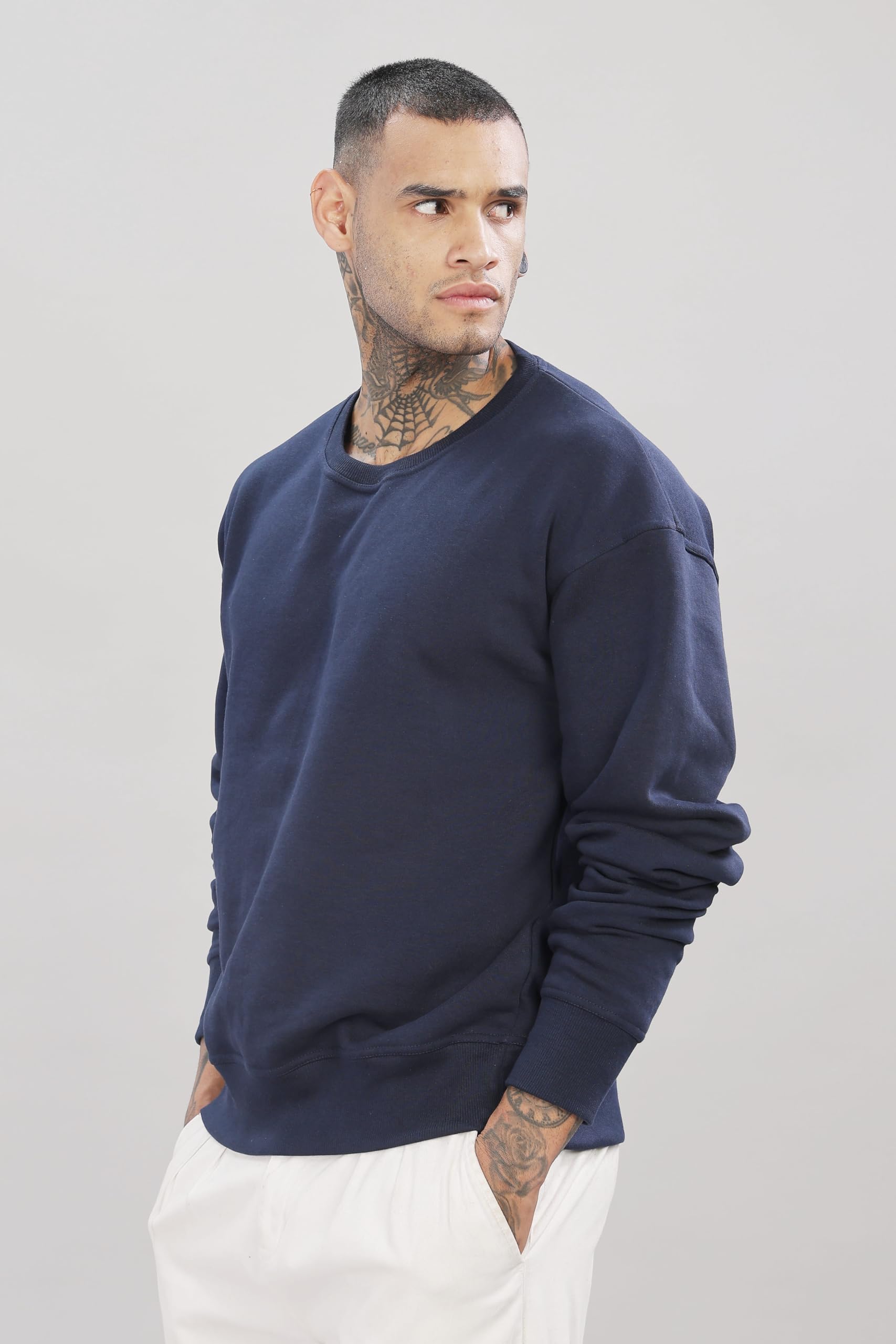 ADRO Bluza męska, oversize, z polaru bawełnianego, 340 g/m², męska bluza na zimę