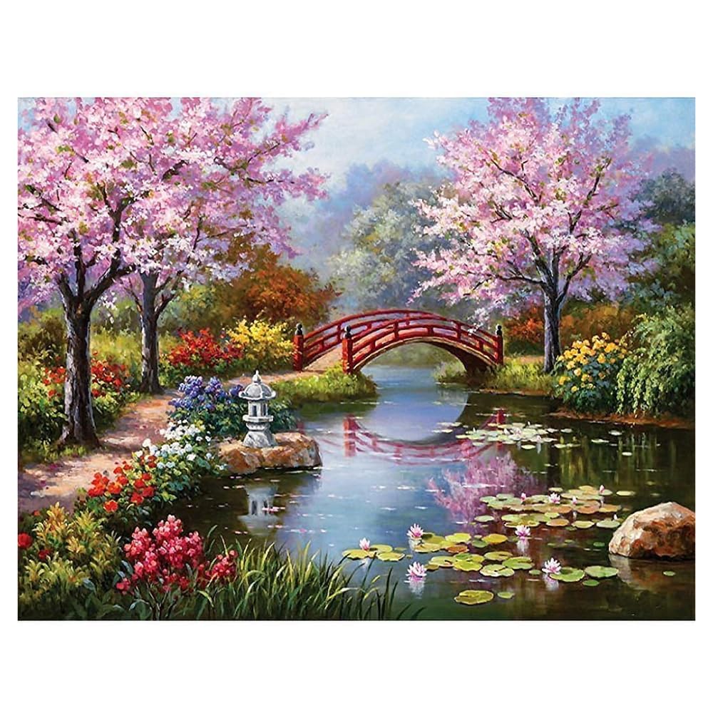 CRYSENDO DIY Diamond Crystal Painting Kit | Embroidery 5D Diamond Painting Peach Blossom Theme | Mosaic Cross Stitch Full Drill Diamond Painting | Ideal for Gifts, Home Wall Decor (30X40cm)