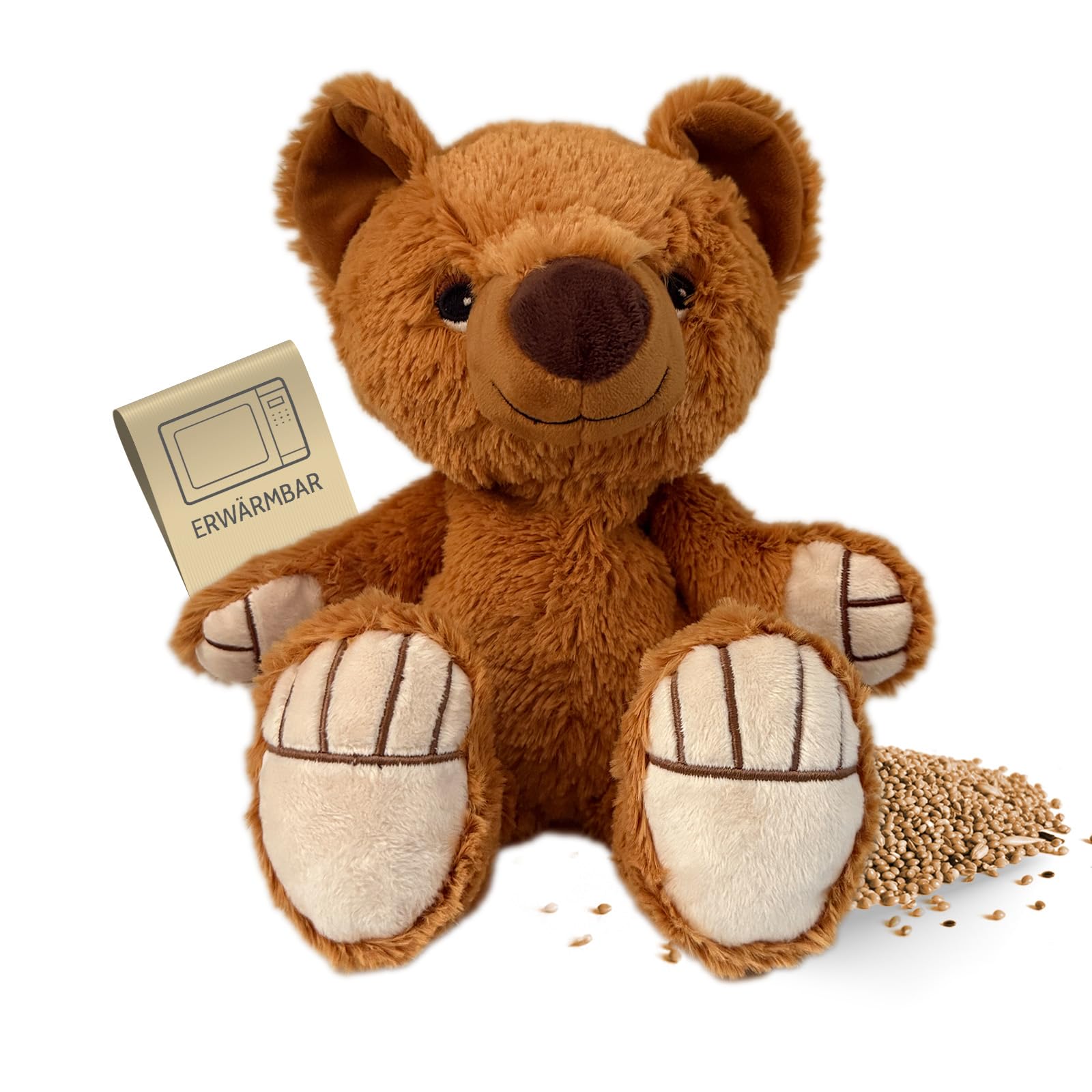 Habibi Plush Wärmekissen/Stofftier f. Kinder und Erwachsene – 2048 Bär mit Hirsefüllung, Wärmekuscheltier zum Erwärmen in der Mikrowelle/Backofen, ideal auch für Babys