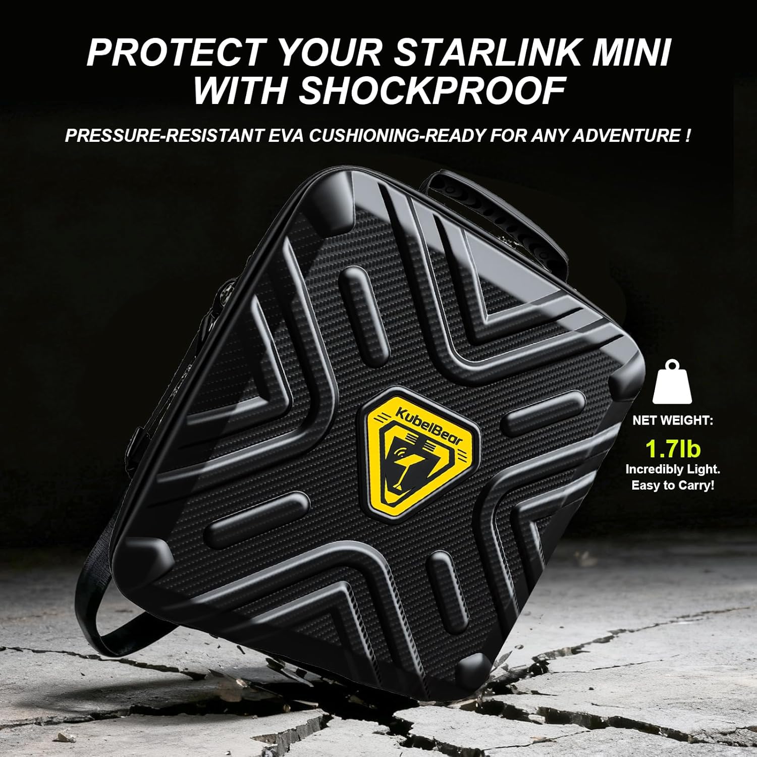 EVA Starlink Mini Case with Carbon Fiber Texture, Lightweight PU Hard Shell Protective Sleeve Cover Bag, Water-Resistant Travel Carry Case for SpaceX Starlink Mini Dish for Camping RV Van - Image 5