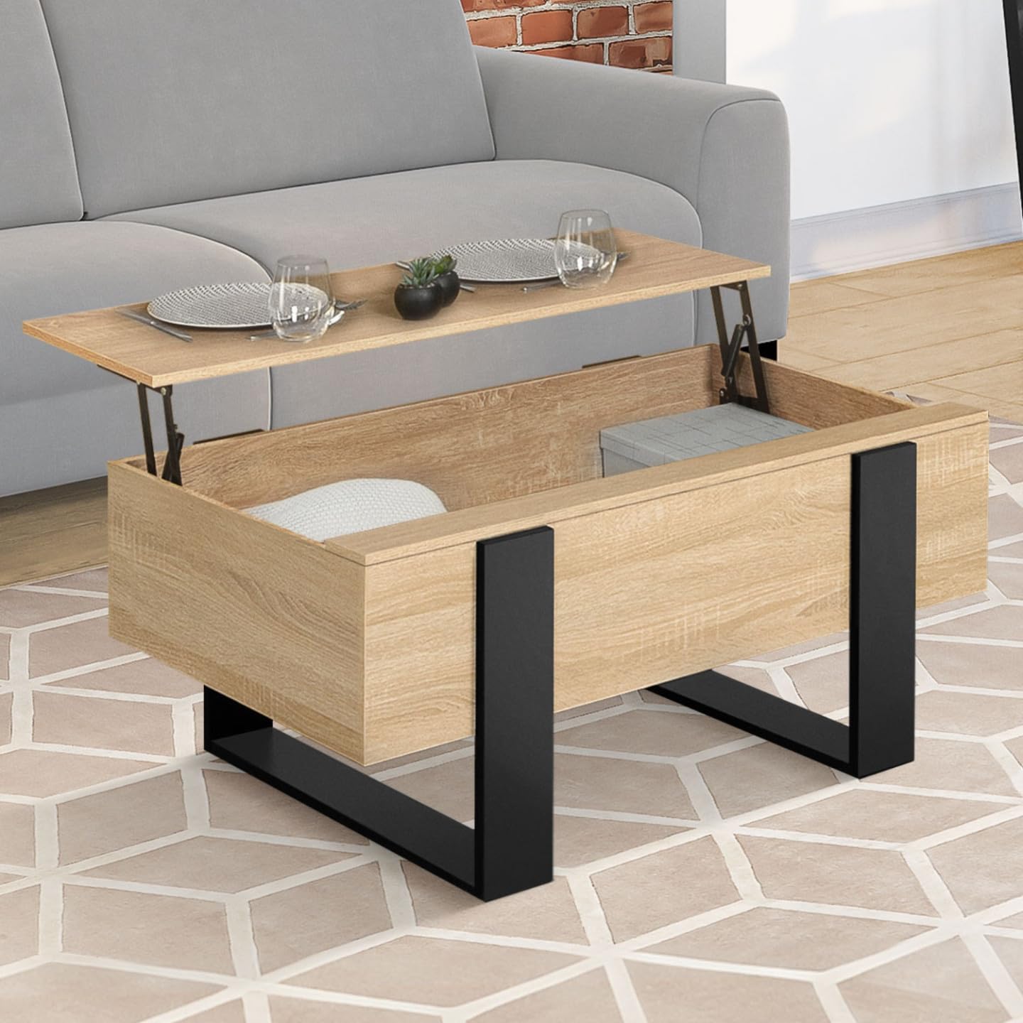 IDMarket - Mesita PHOENIX en madera y negro