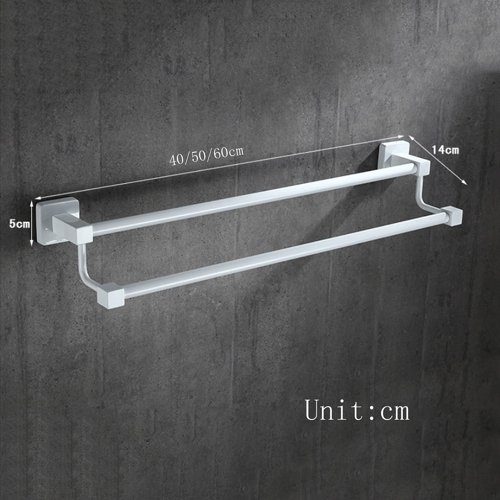 LYGXWJFC Toallero Toallero Doble, Montado en la Pared, Toallero de Aluminio, Toallero para baño, Resistente, /60 cm
