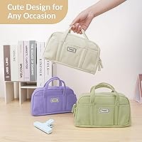 Vista 8 de Sooez Estuche grande para lápices, extra grande con 5 compartimentos, bolsa para bolígrafos de amplia apertura, organizador suave de gofres