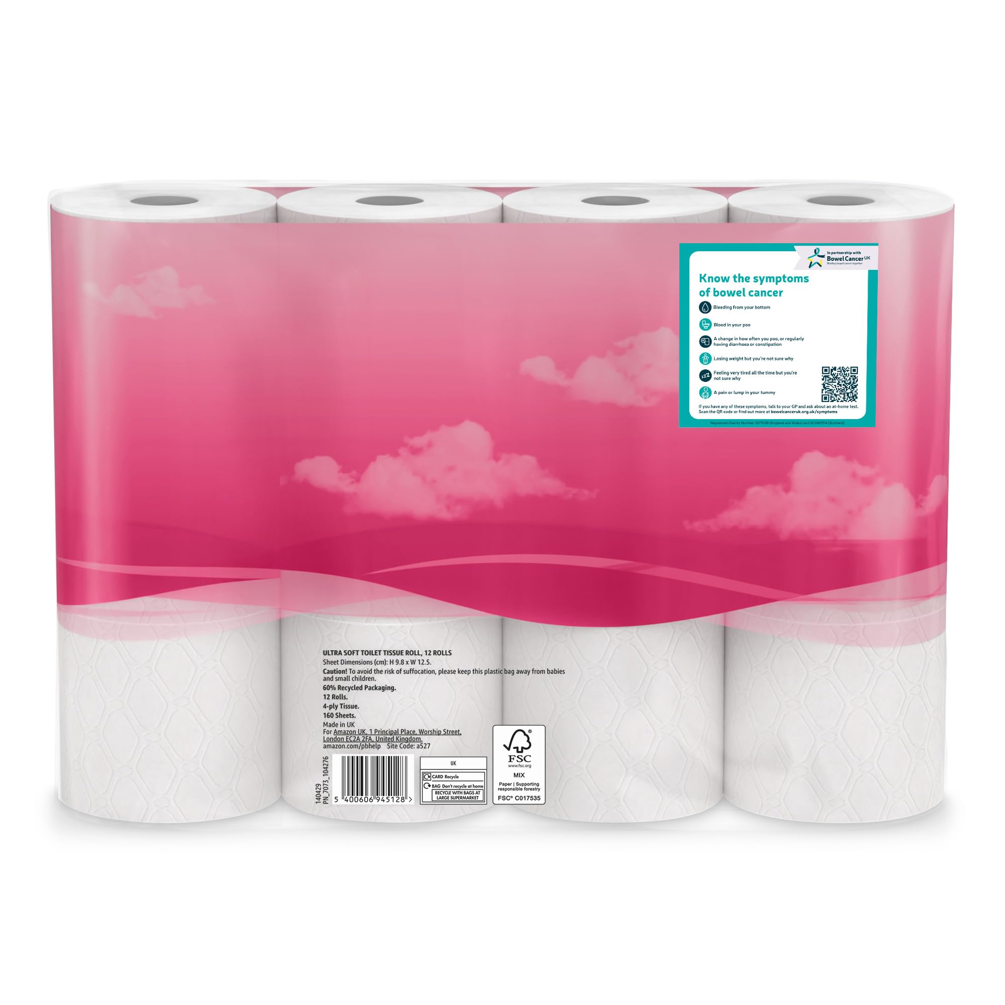 by Amazon Ultra Soft Toilet Tissue, 4-ply, 12 Rolls (1 Pack of 12), 160 Sheets per Roll, FSC Certified — view 6