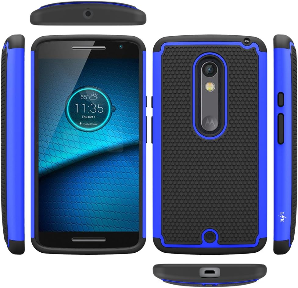 Droid Maxx 2 Case, LK [Shock Absorption] Drop Protection Hybrid Dual Layer Armor Defender Protective Case Cover for Motorola Droid Maxx 2 (Blue)