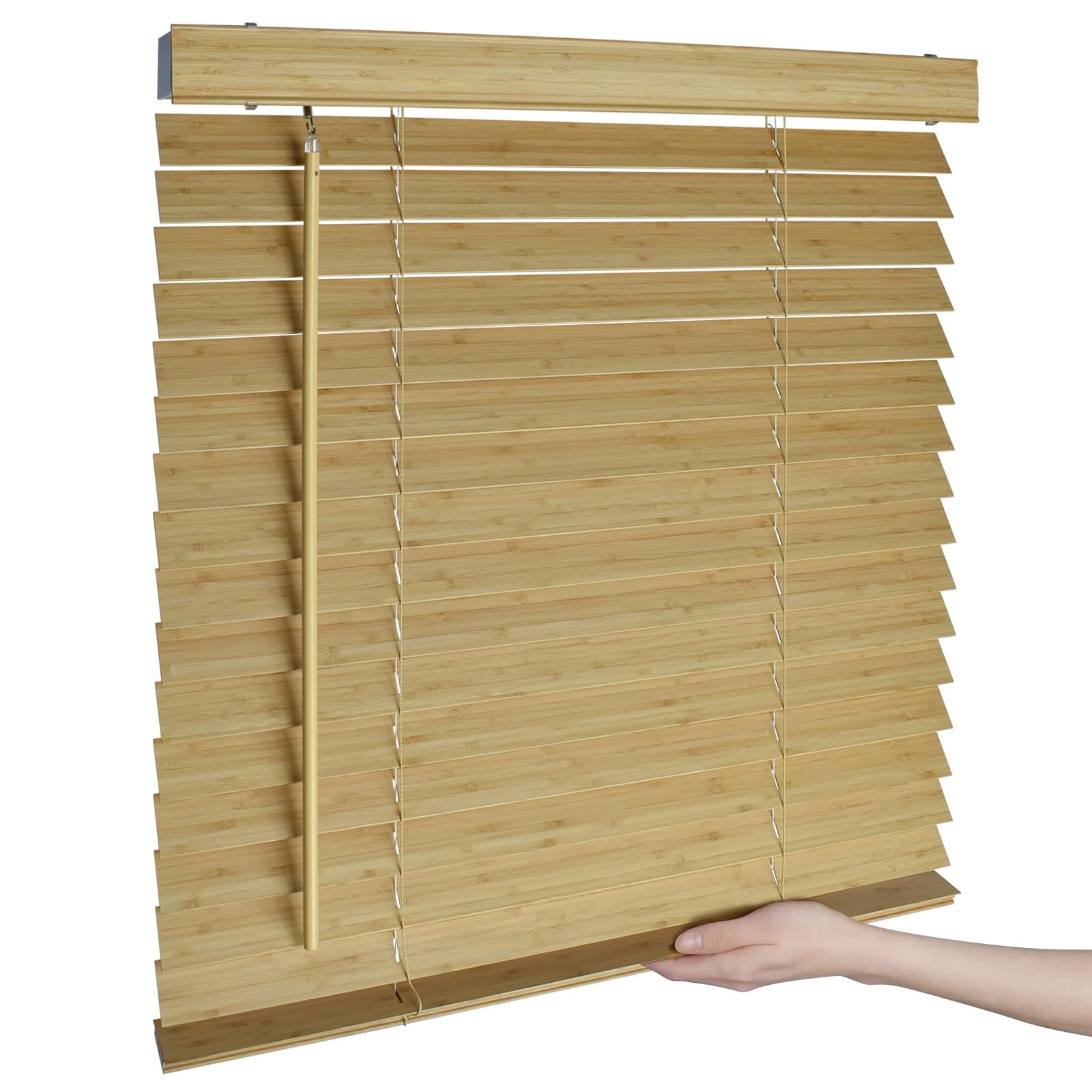 Cordless 2" Bamboo Blinds,Indoor Windows Light Filtering Horizontal Shutters, Room Darkening Window Shades for Bedrooms, Living Rooms, Offices & Apartments Natural 22.5" W x 48" H