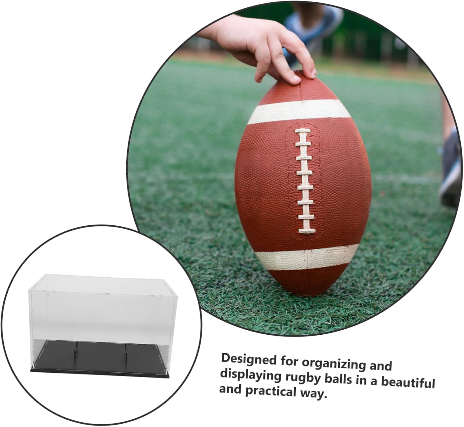OUNONA Rugby Storage Box Acrylic Display Case Showcase for Rugby Balls Supply