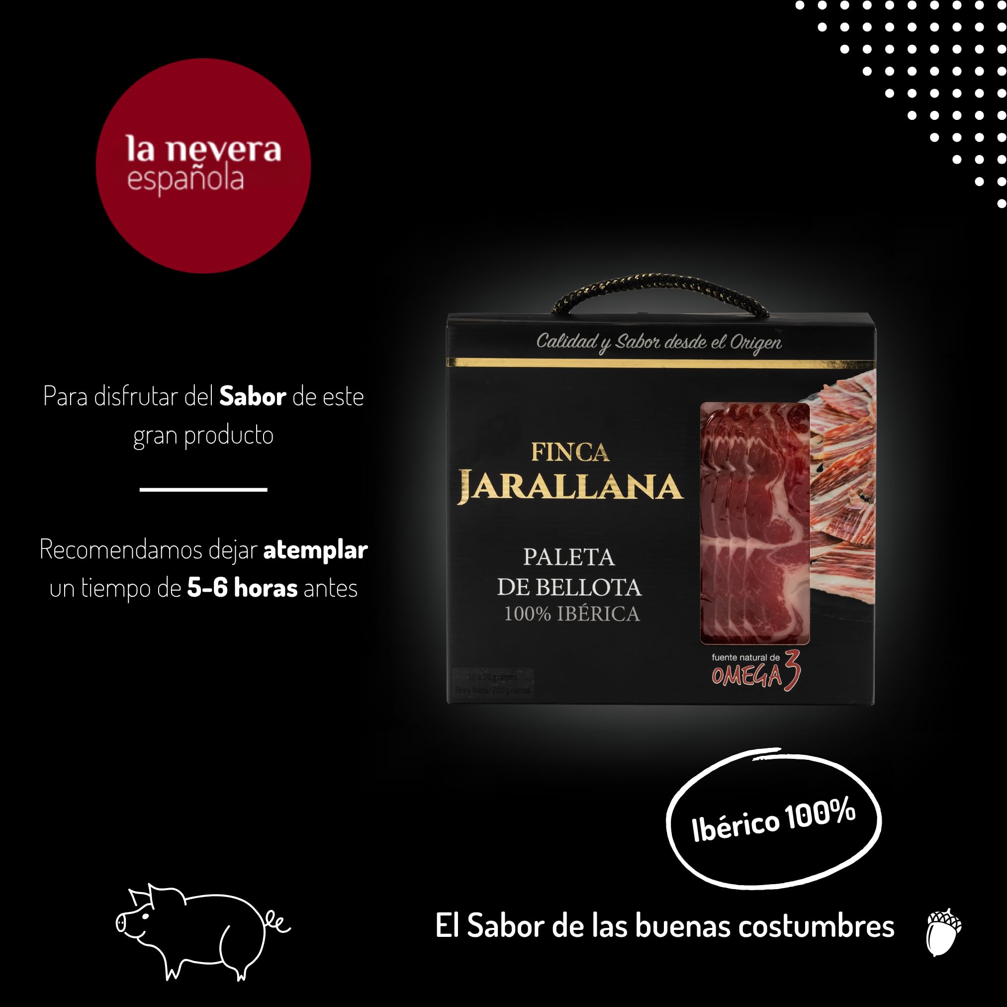 Prosciutto 100% iberico di ghianda, affettato e stagionato (6x70g) - Prosciutto spagnolo di ghianda, delizia per buongustai