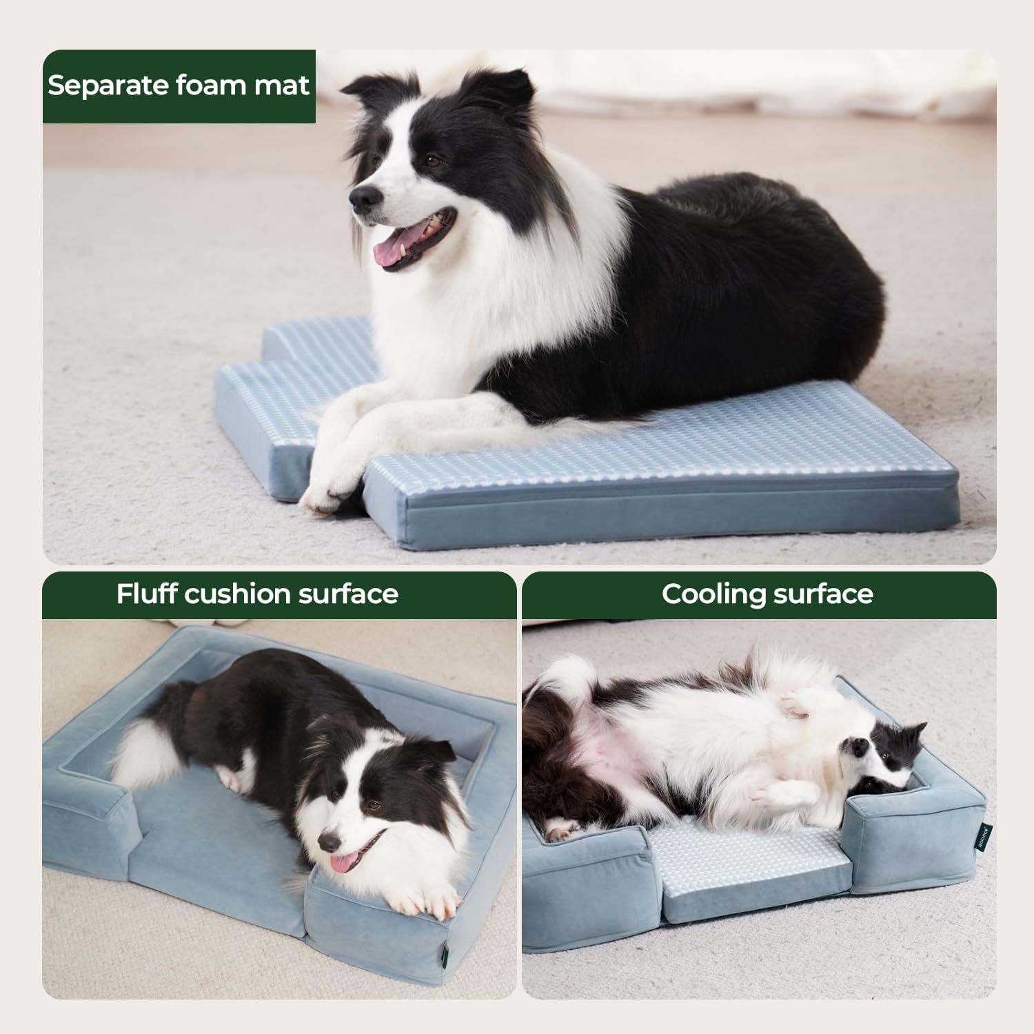review BALANCE Cooling Dog Sofa Bed, 3 in 1 Dog Beds with Removable Washable Cover, Reversible Cushion Dog Couch Summer Comfort Pet Sofa Bed