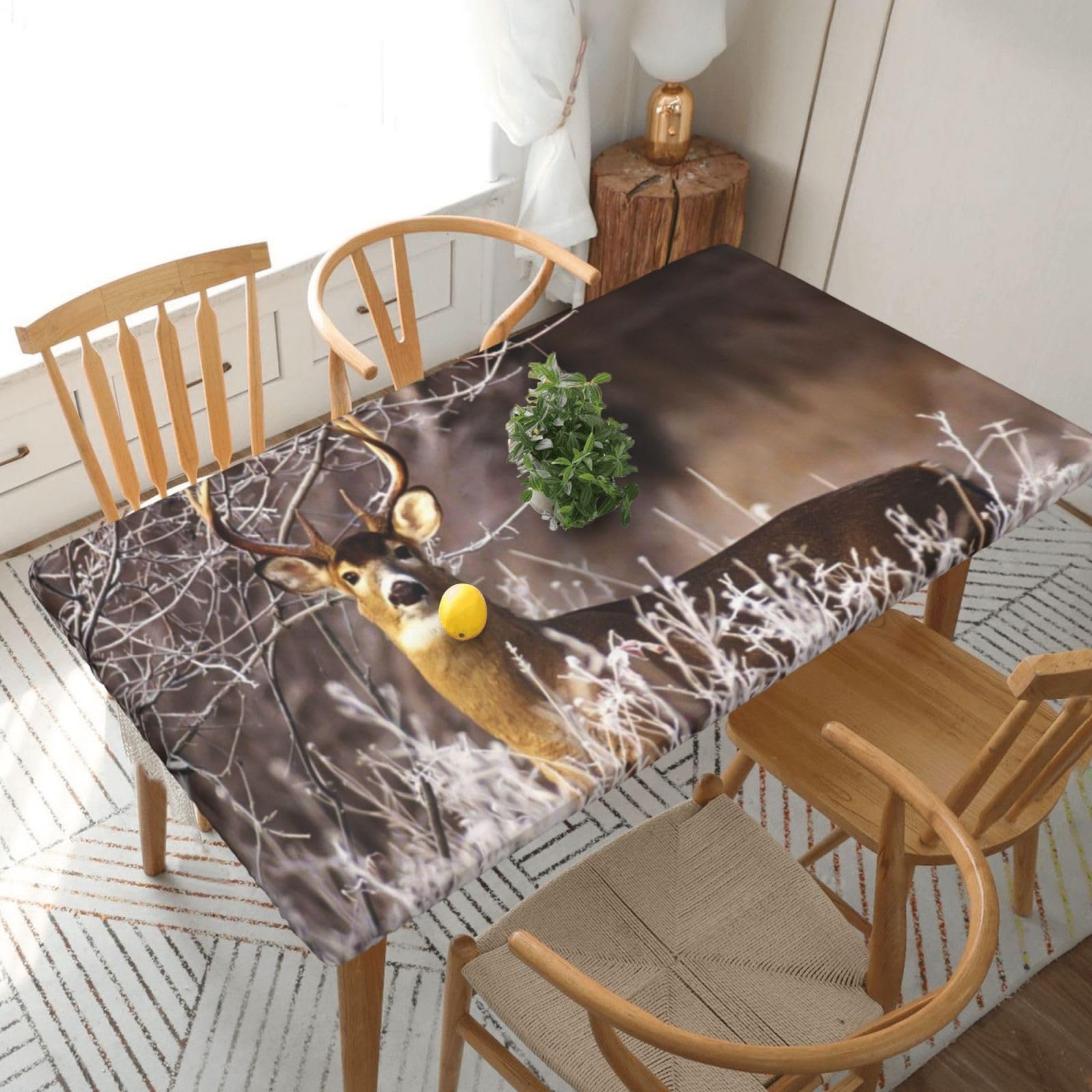 BNVSADC Free Whitetail Deer Printed 5FT Tablecloth Polyester Kitchen Water Resistant Table Cloth Dining Table Decoration Table Covers, 152x76 CM