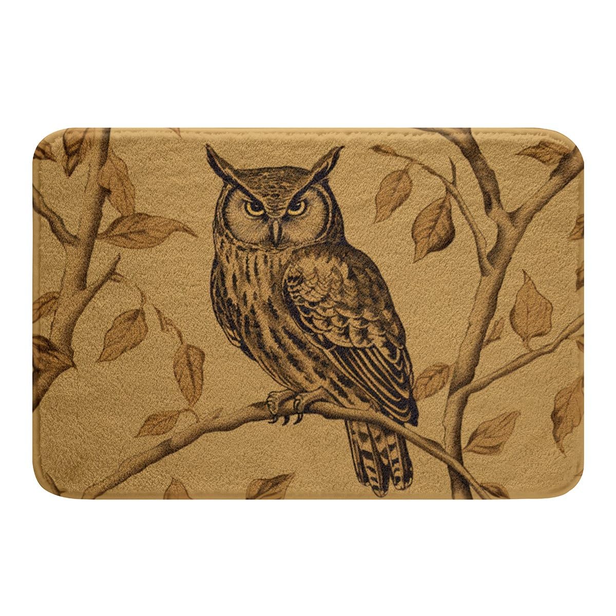 Owl Non Slip Shaggy Bath Mat for Bathroom Rug Wild Bird Water Absorbent Carpet 16"x24" Fleece Indoor Floor Mat Area Bathroom Rug Carpet Home Decor