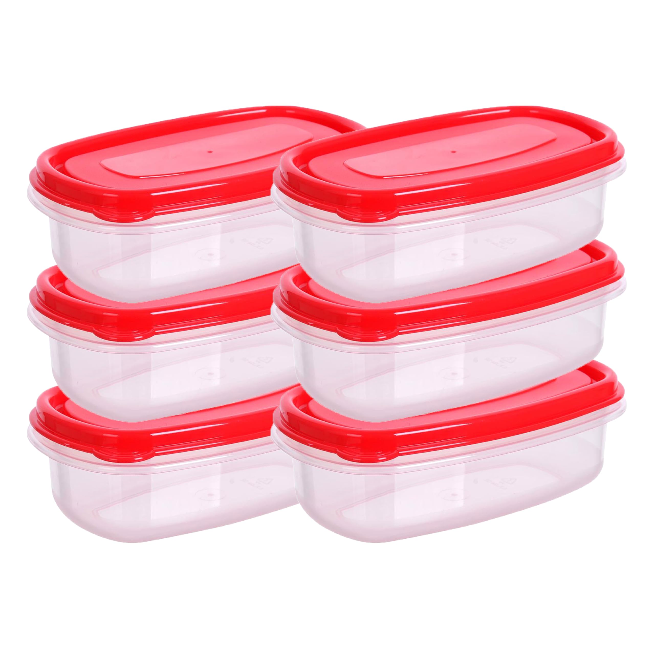 HOMESHOPA Plastic Food Storage Containers, 700ml 6 Pack Rectangular Leakproof Airtight BPA-Free Reusable & Stackable Meal Prep Lunch Boxes, Microwave Freezer & Dishwasher Safe