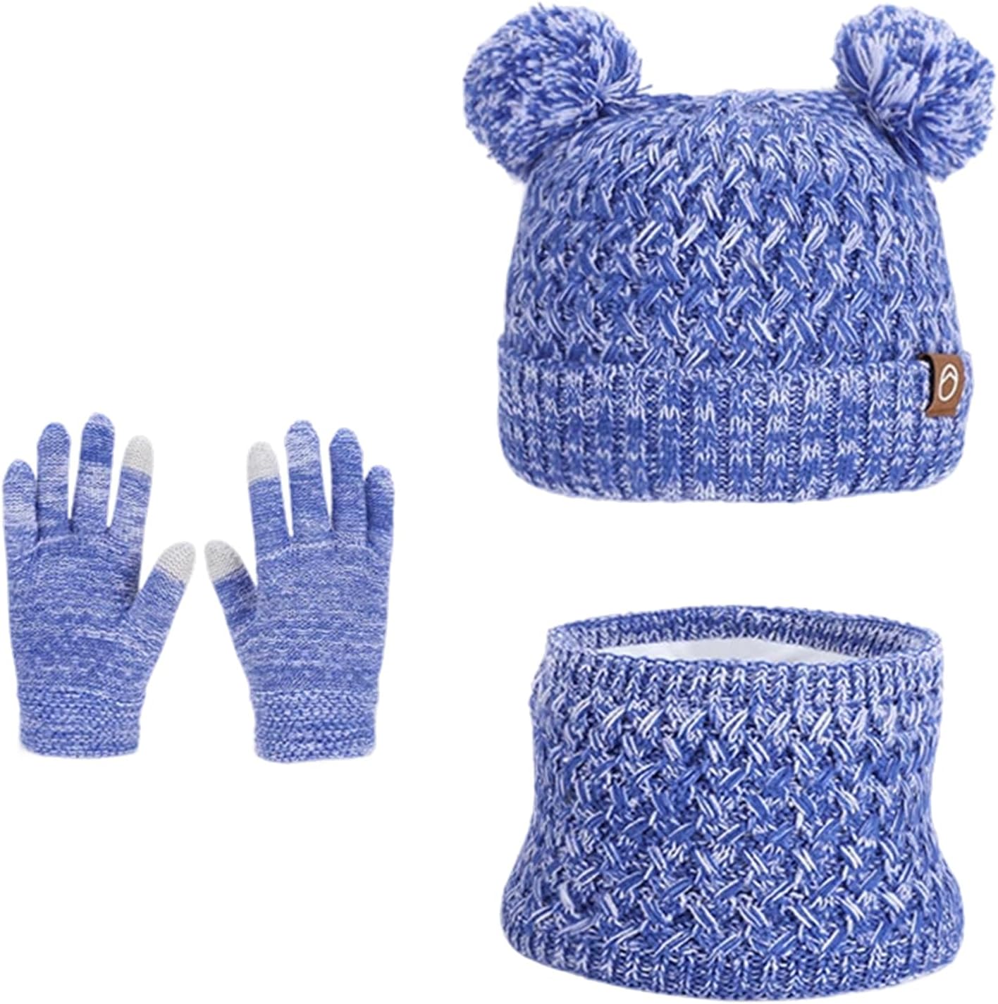 4-10 Years Kids Hat Gloves and Scarf Set Winter Beanie Caps Knit Neck Warm Gaiter Mittens Set 3 Pcs