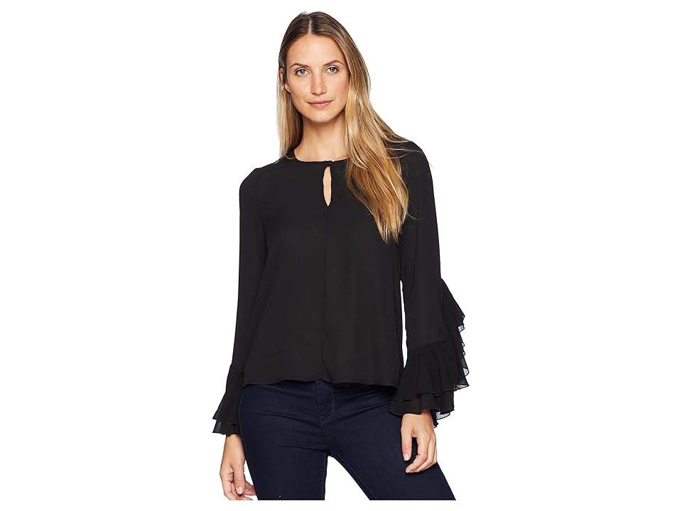 

B Collection by Bobeau Jazz Flounce Sleeve Blouse (Black) Women's Blouse