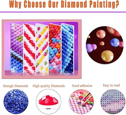 Miniatura 6 de KICHANG Kit de pintura de diamantes de gato de flores, kits de pintura de diamante 5D para adultos, pintura de diamantes de bricolaje para