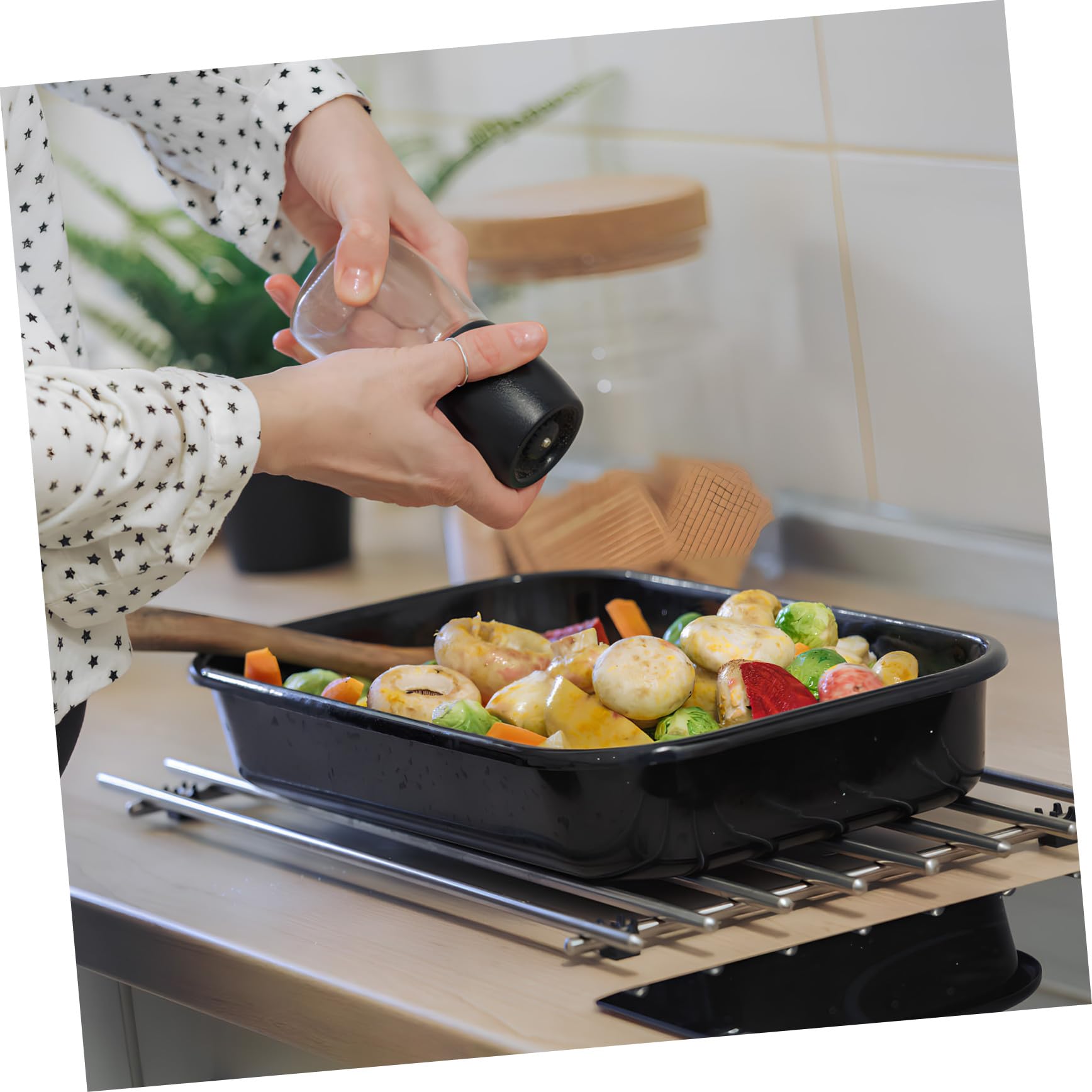 2 Stück Teiliges Backblech Edelstahl Hitzebeständig und Verzugsfrei Vielseitig für Backofen und Grill Antihaftbeschichtet Große und Mittlere Leicht Stapelbar und Langlebig für
