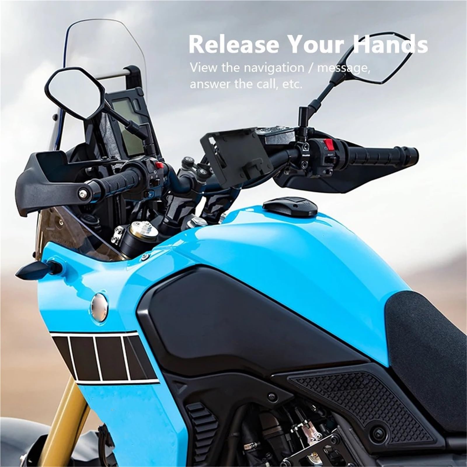 Motocyklowy uchwyt nawigacyjny GPS Uchwyt na kierownicę motocykla, telefon komórkowy, płyta nawigacyjna GPS, pasuje do Yamaha Tenere 700 T7 T700 XT(Combination)