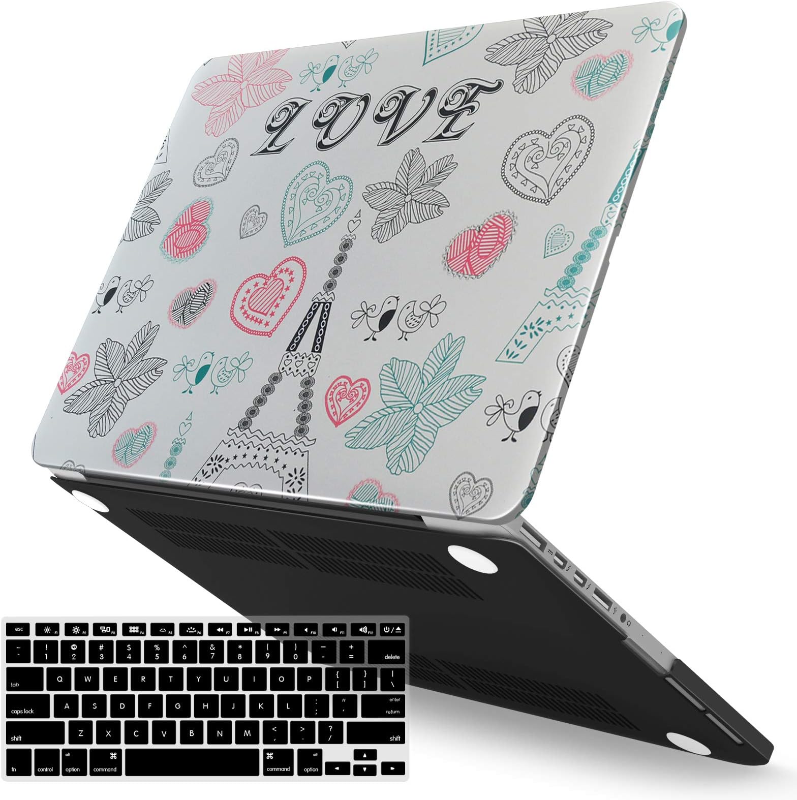 IBENZER MacBook Pro 13 Inch Case 2015 2014 2013 end 2012 A1502 A1425, Hard Shell Case with Keyboard Cover for Old Version Apple Mac Pro Retina 13, Love, R13LOVE+1A