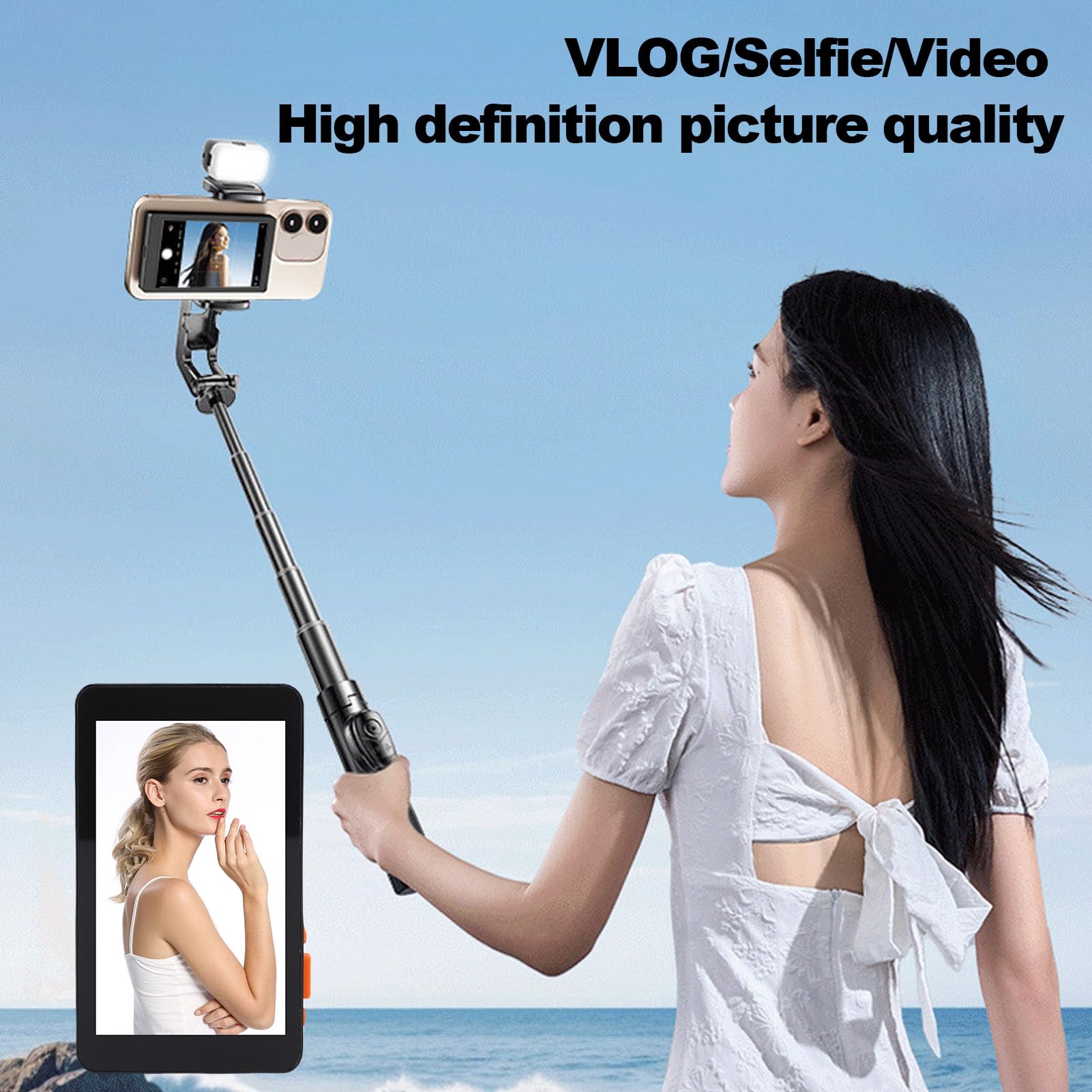Sxhlseller Ekran Selfie Telefonu, 4,02 Cala Bezprzewodowa Magnetyczna Selfie Selfie, Rejestrator 4K i 3 Poziomy Poziomu, Tylna Kamera do Vlog na żywo Tiktok (BLACK)