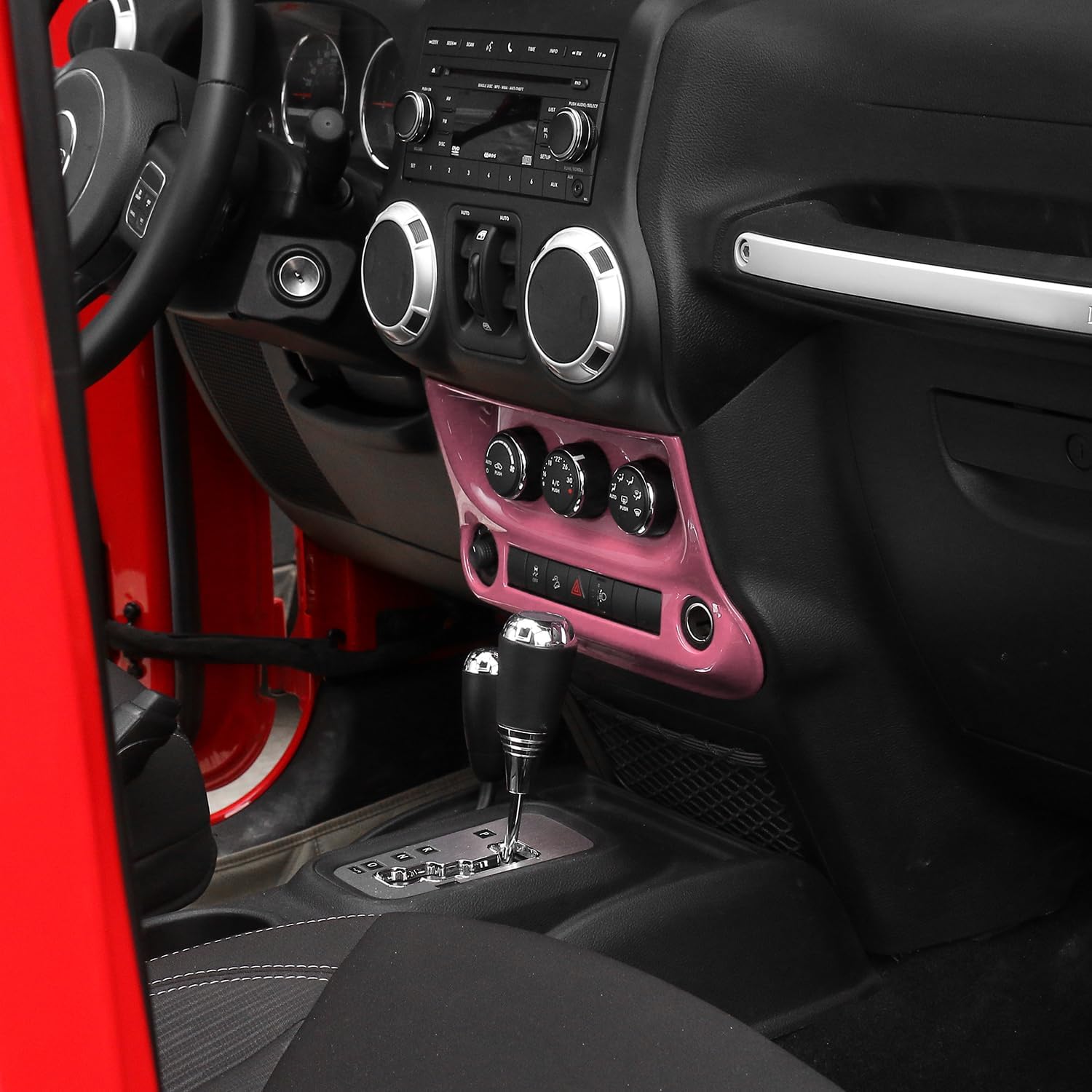 RT-TCZ for Jeep JK Pink Dash Console A/C Controls Cover Trim Panel for Jeep Wrangler JK JKU 2011-2017 ABS Interior Accessories 1pc