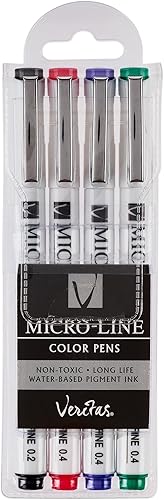Christian Art Gifts Veritas Micro-Line - Bolígrafos de punta fina de colores, no tóxicos, sin manchas, limpios, duraderos y a base de agua para