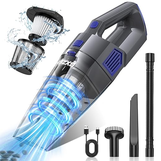 Handheld Vacuum Cordless, 15000PA Strong Suction Hand Held Car Vacuum Cleaner Rechargeable, Portable Hand Vacuum with Multi-Nozzles & Washable Filter for Home Office, Car, Pets