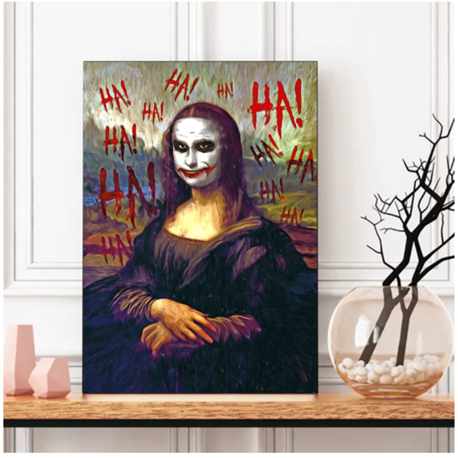 Amazon.co.jp: ユーモア面白いポスターモナリサジョーカーキャンバス 
